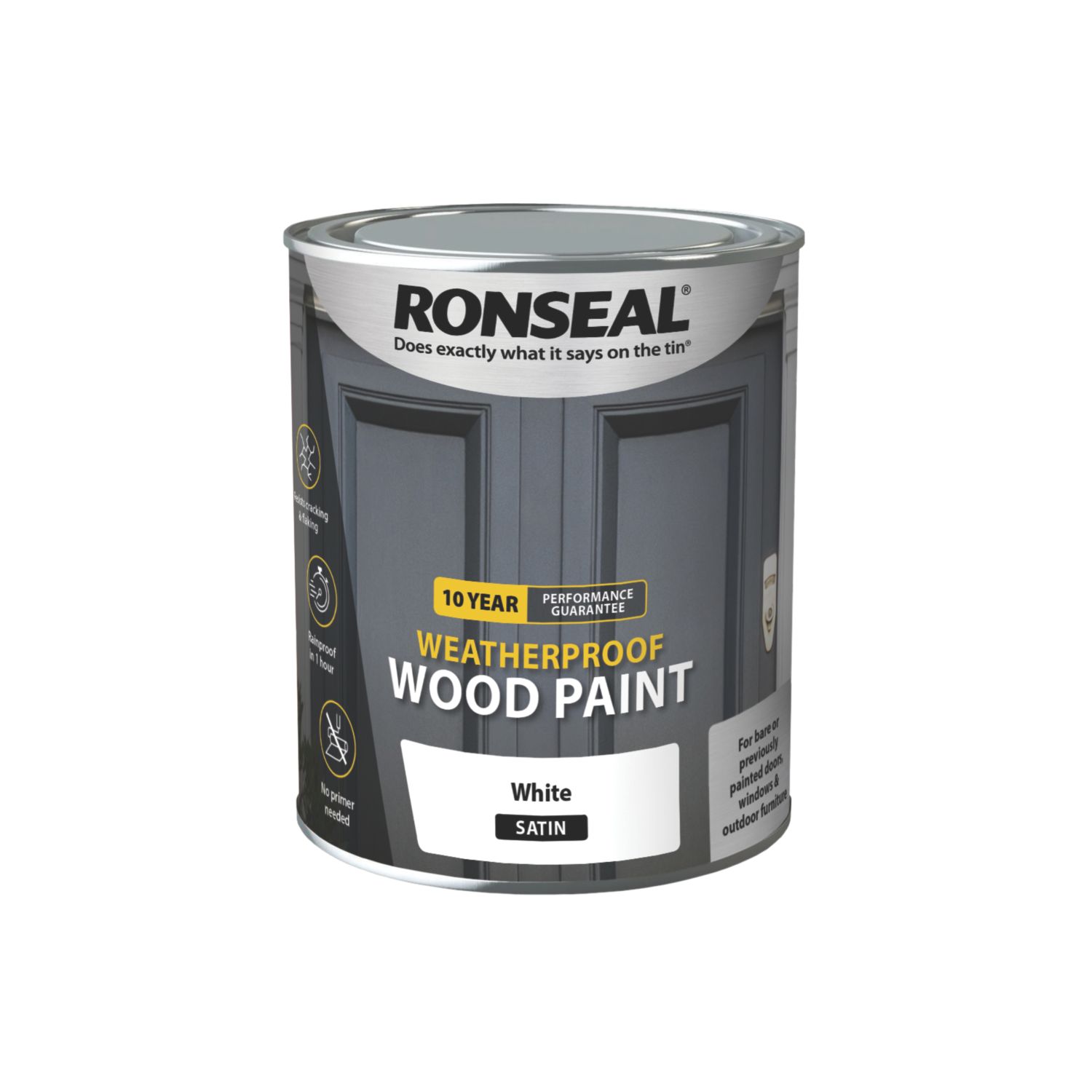 Ronseal 750ml White Satin Wood Paint (970FF)