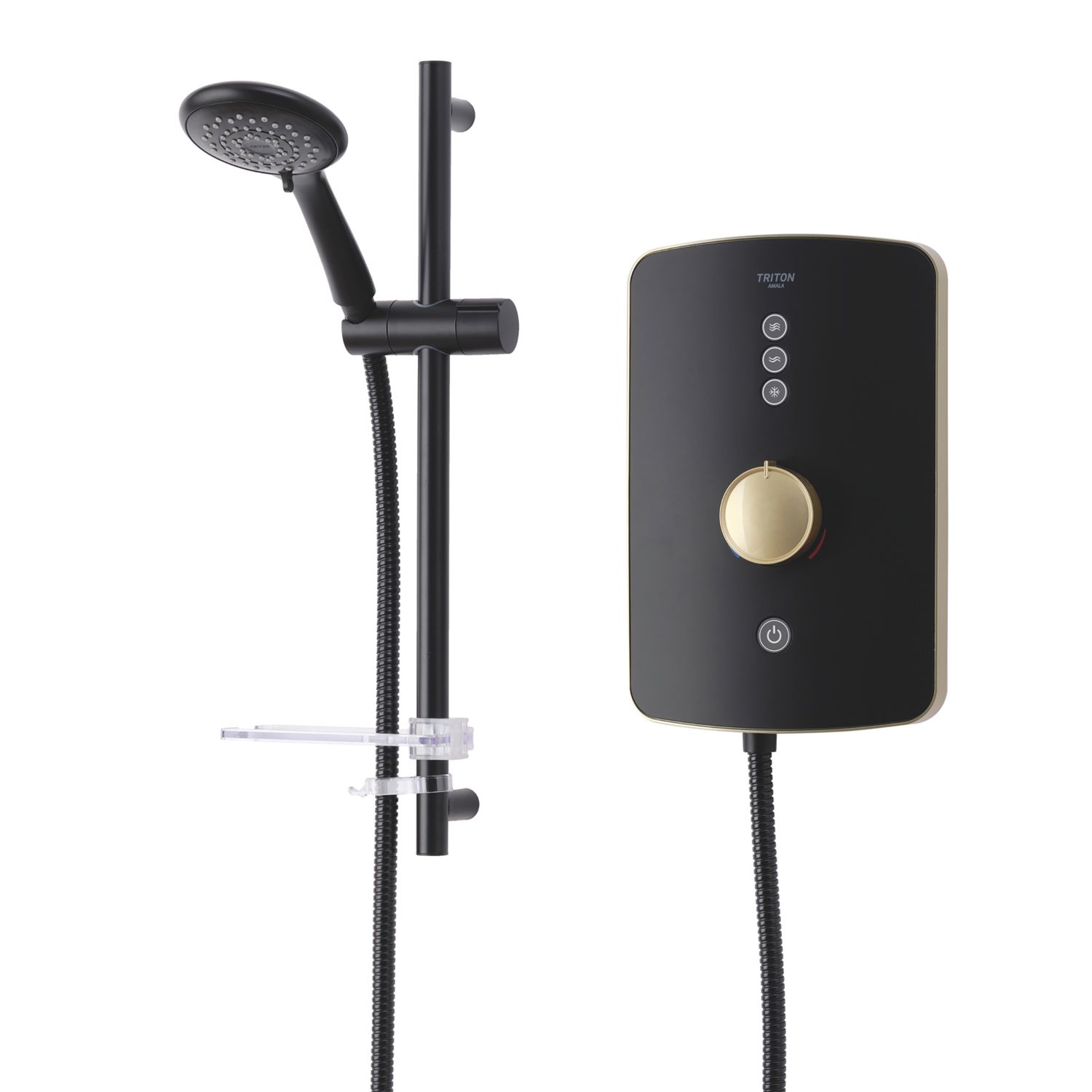 Triton Amala Black with Brushed Brass Accents 9.5kW Electric Shower (971JF)