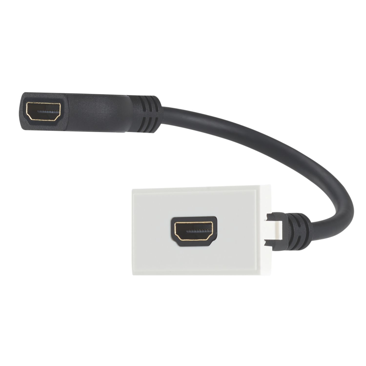 Contactum Media Single Modular HDMI Outlet White with Black Inserts (971RP)