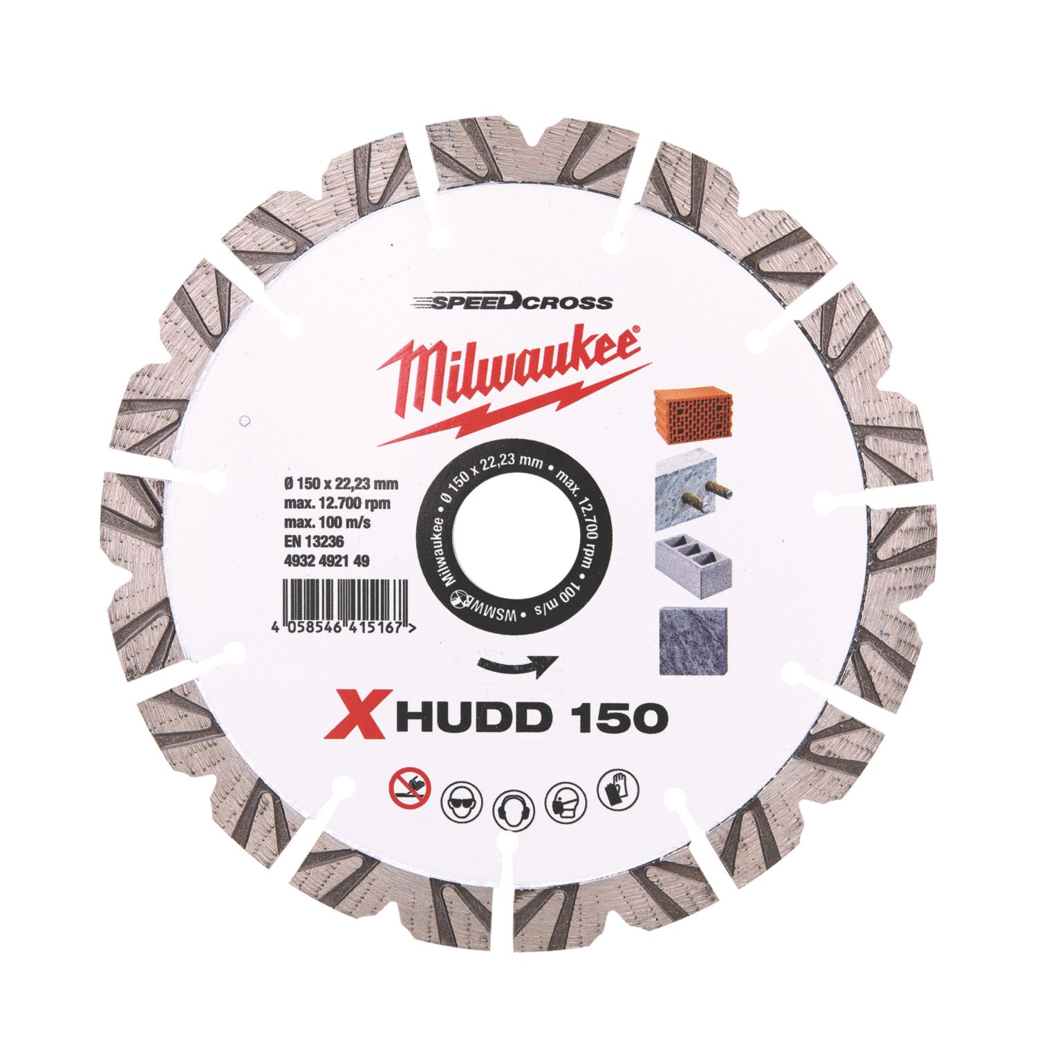 Milwaukee Premium Speedcross XHUDD Multi-Material Diamond Blade 150mm x 22.23mm (972GE)
