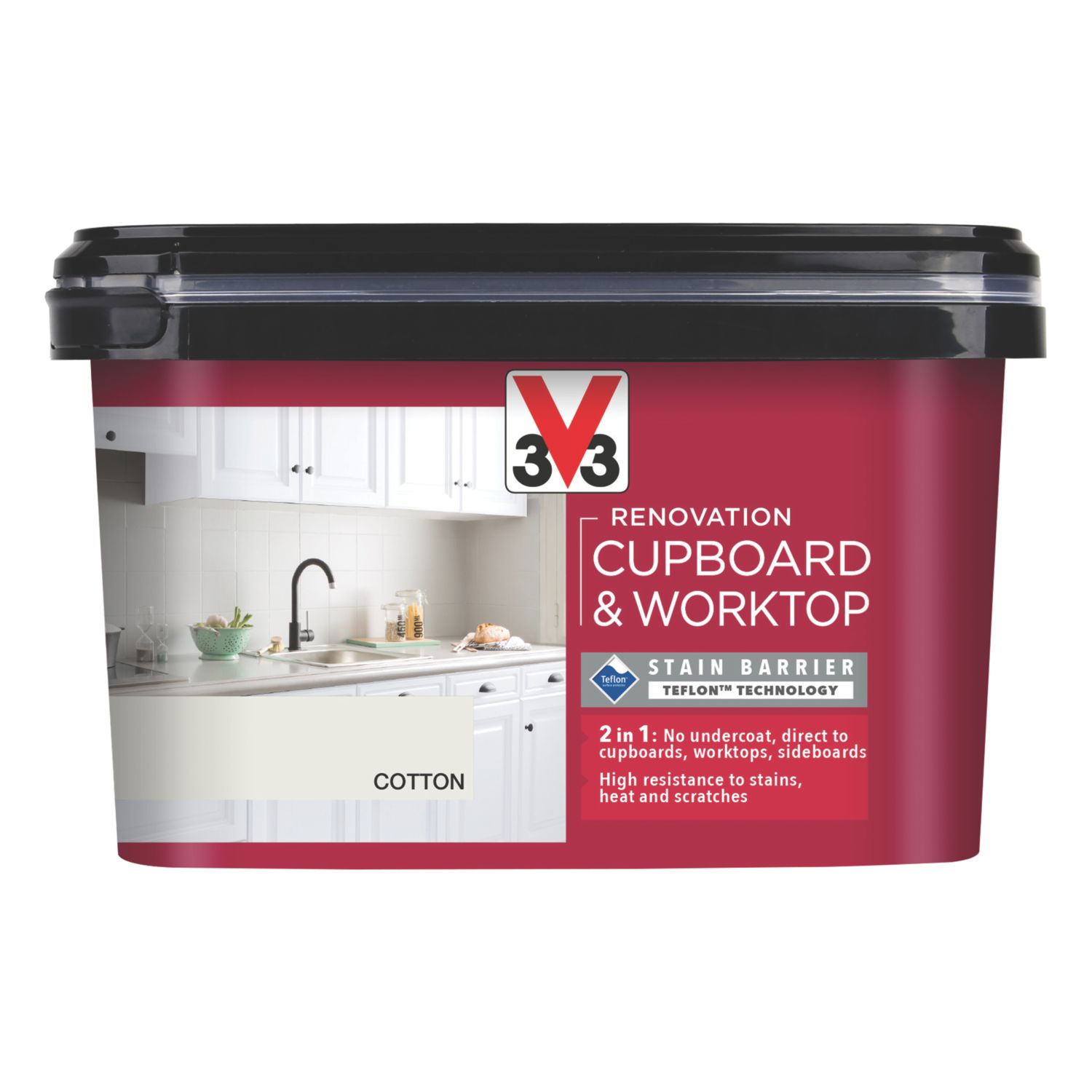 V33 2Ltr Cotton Satin Kitchen Cupboard Paint (973FW)