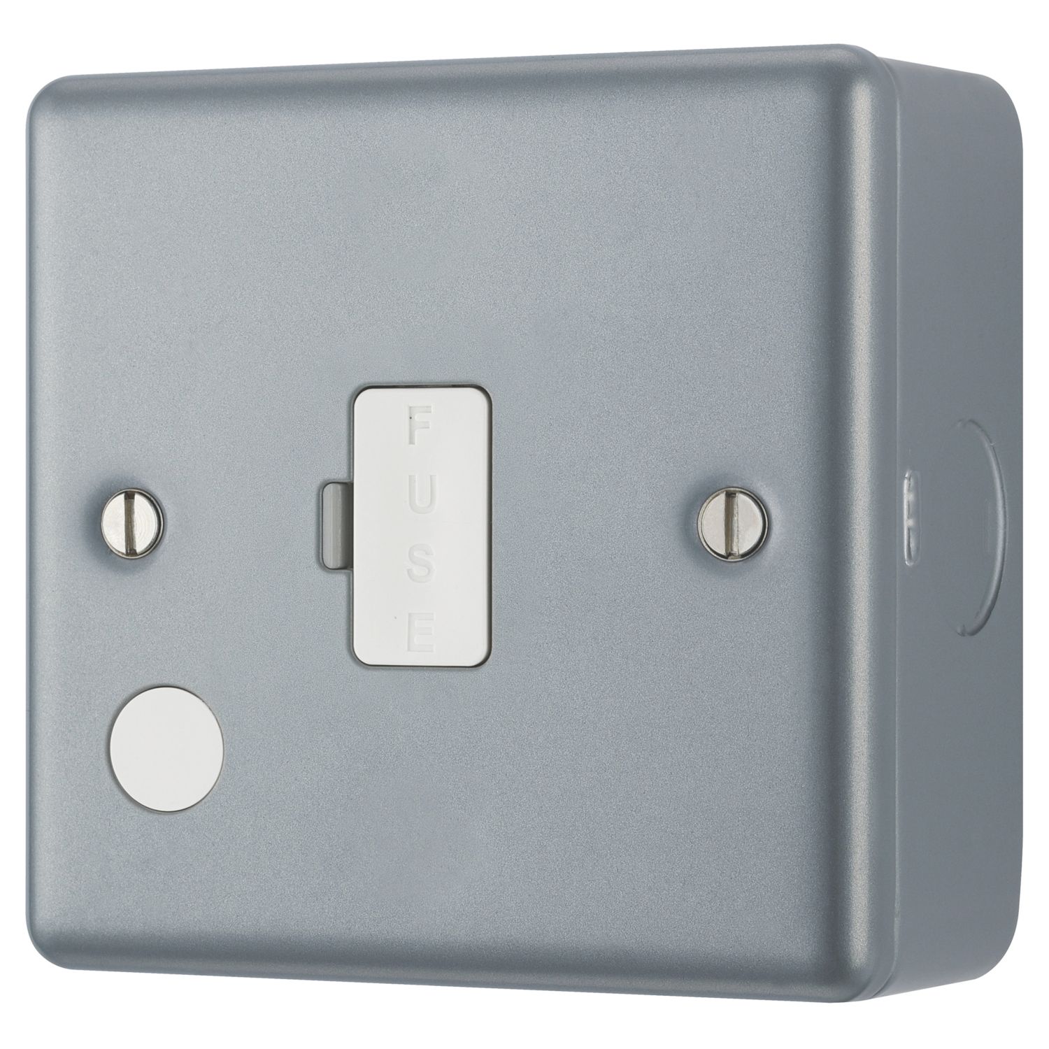British General 13A Unswitched Metal Clad Fused Spur & Flex Outlet with White Inserts (973PF)