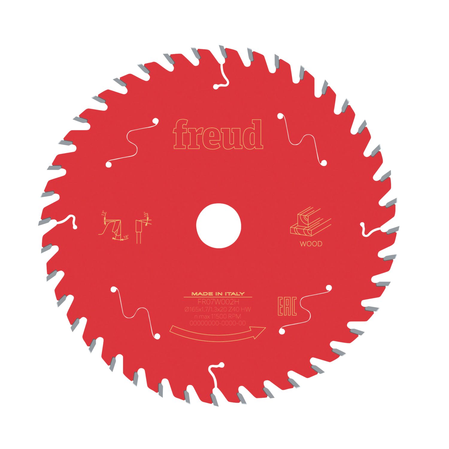 Freud Wood Circular Saw Blade 165mm x 20mm 40T (975KJ)