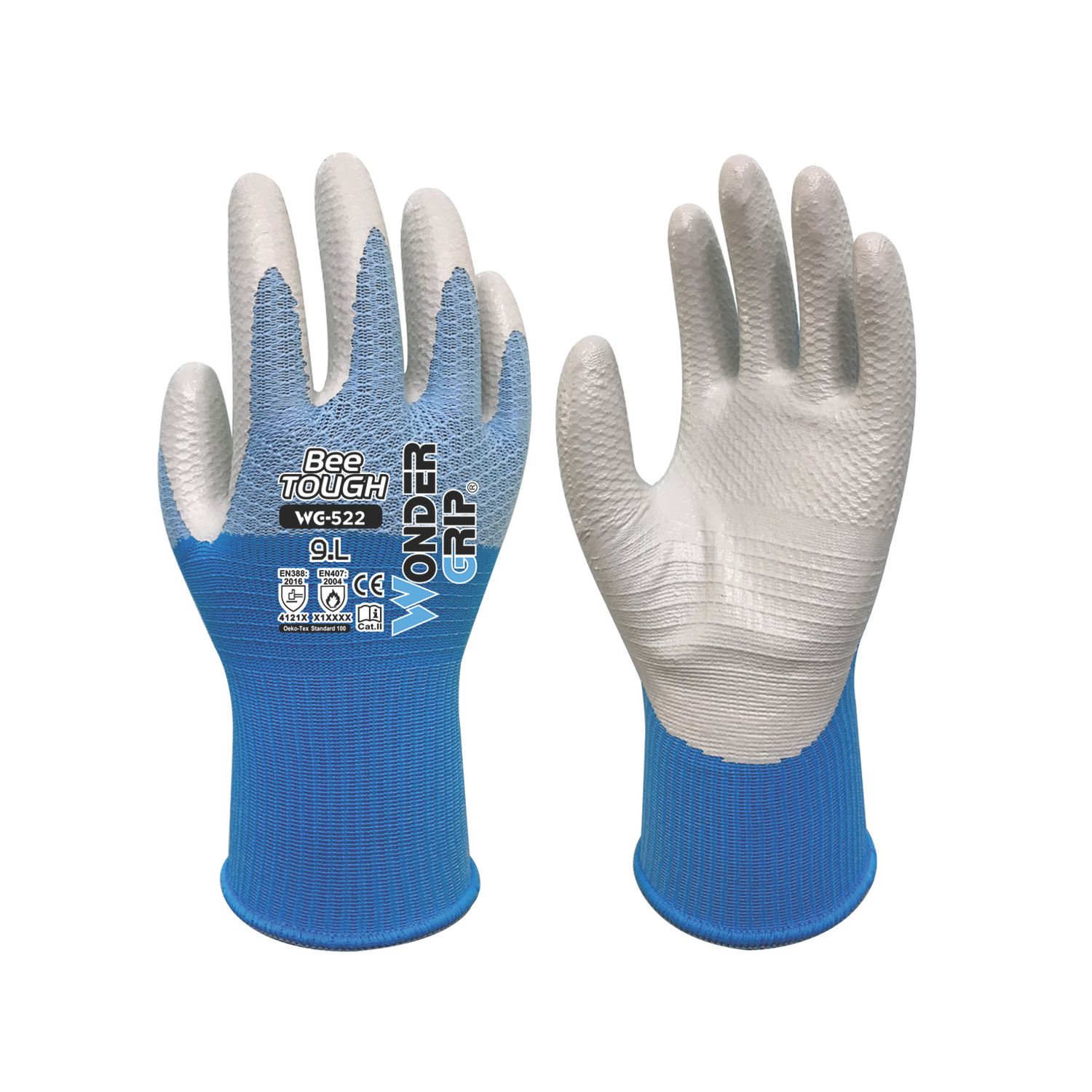 Wonder Grip WG-522W Bee-Tough Gloves Blue/White Large (975VJ)