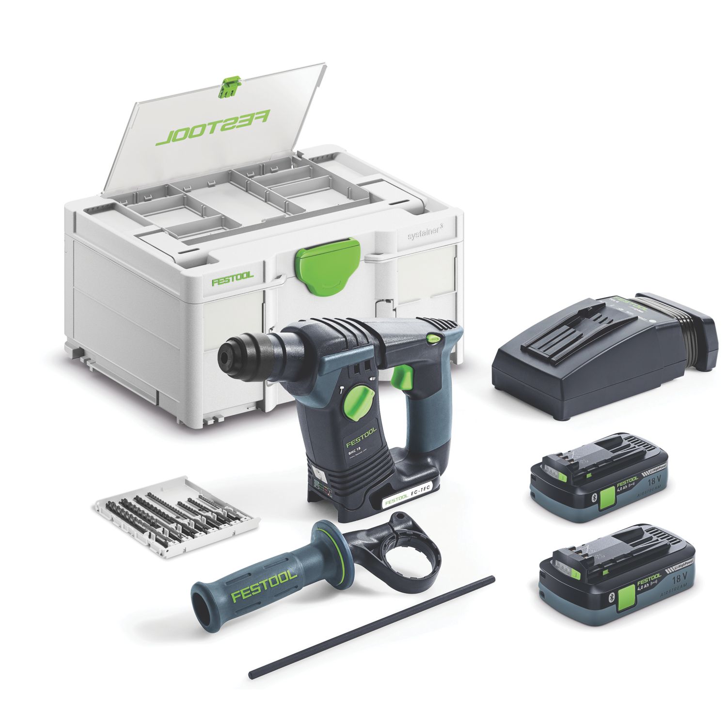 Festool BHC 18 HPC 4.0 I-Plus 2.5kg 18V 2 x 4.0Ah Li-Ion Airstream Li-High Power & Bluetooth Brushless Cordless SDS Drill (977HN)