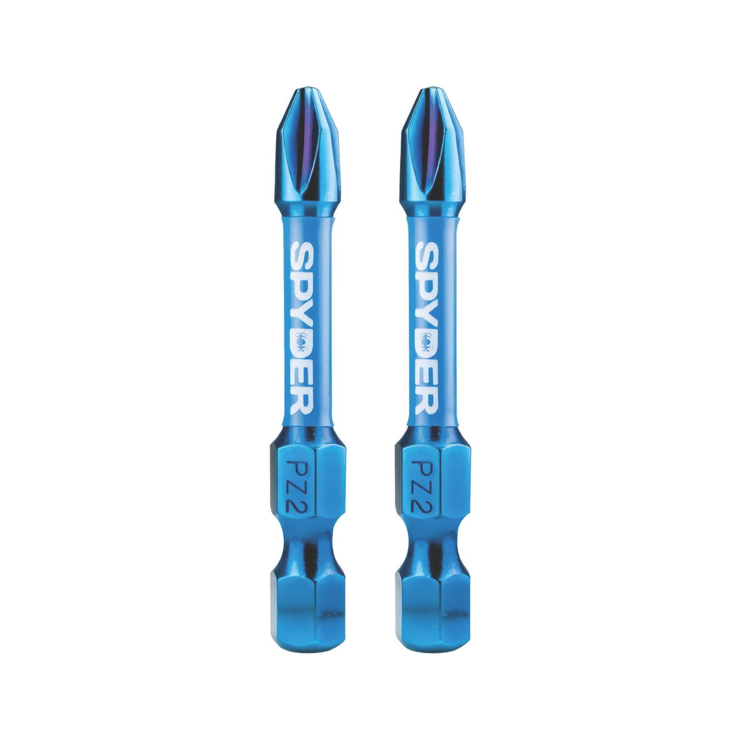 Spyder Mach-Blue 1/4" 50mm Hex Shank PZ2 Impact Driver Bits 2 Pack (978CX)