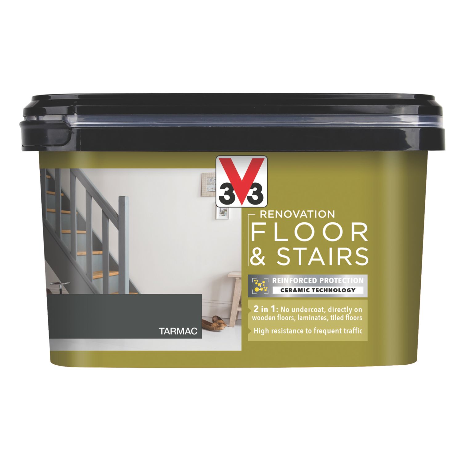 V33 2Ltr Tarmac Satin Acrylic Floor Paint (978FW)