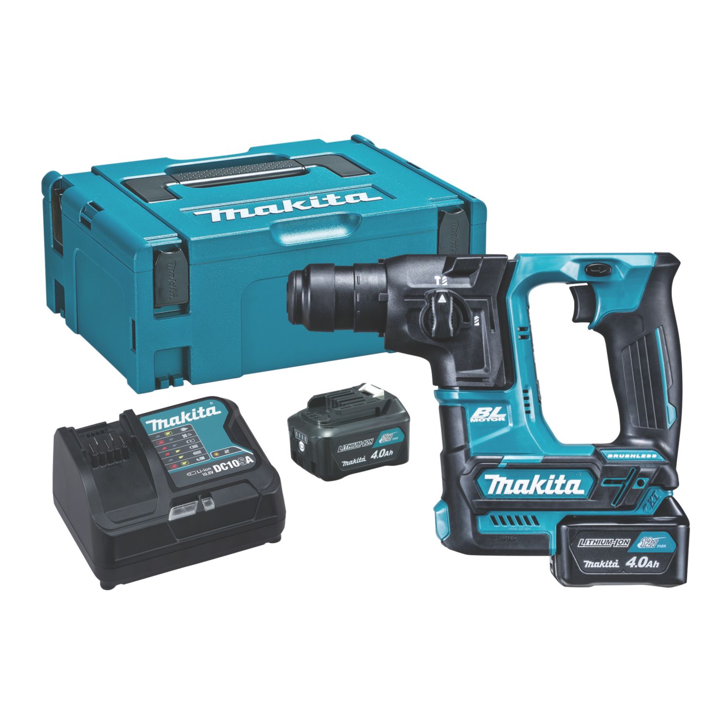 Makita HR166DSMJ 2.4kg 12V 2 x 4.0Ah Li-Ion CXT Brushless Cordless SDS Plus Drill (978GT)