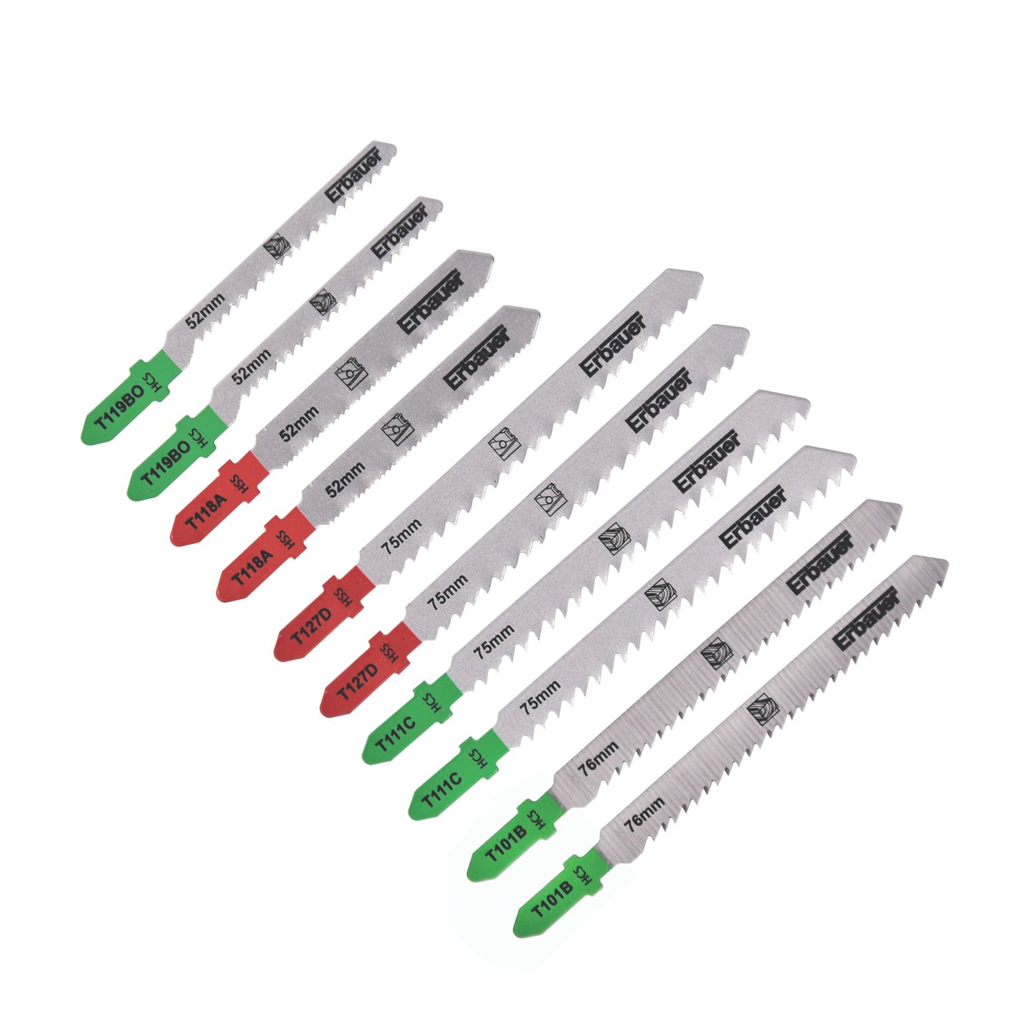Erbauer Multi-Material Jigsaw Blade Set 10 Pieces (979PH)