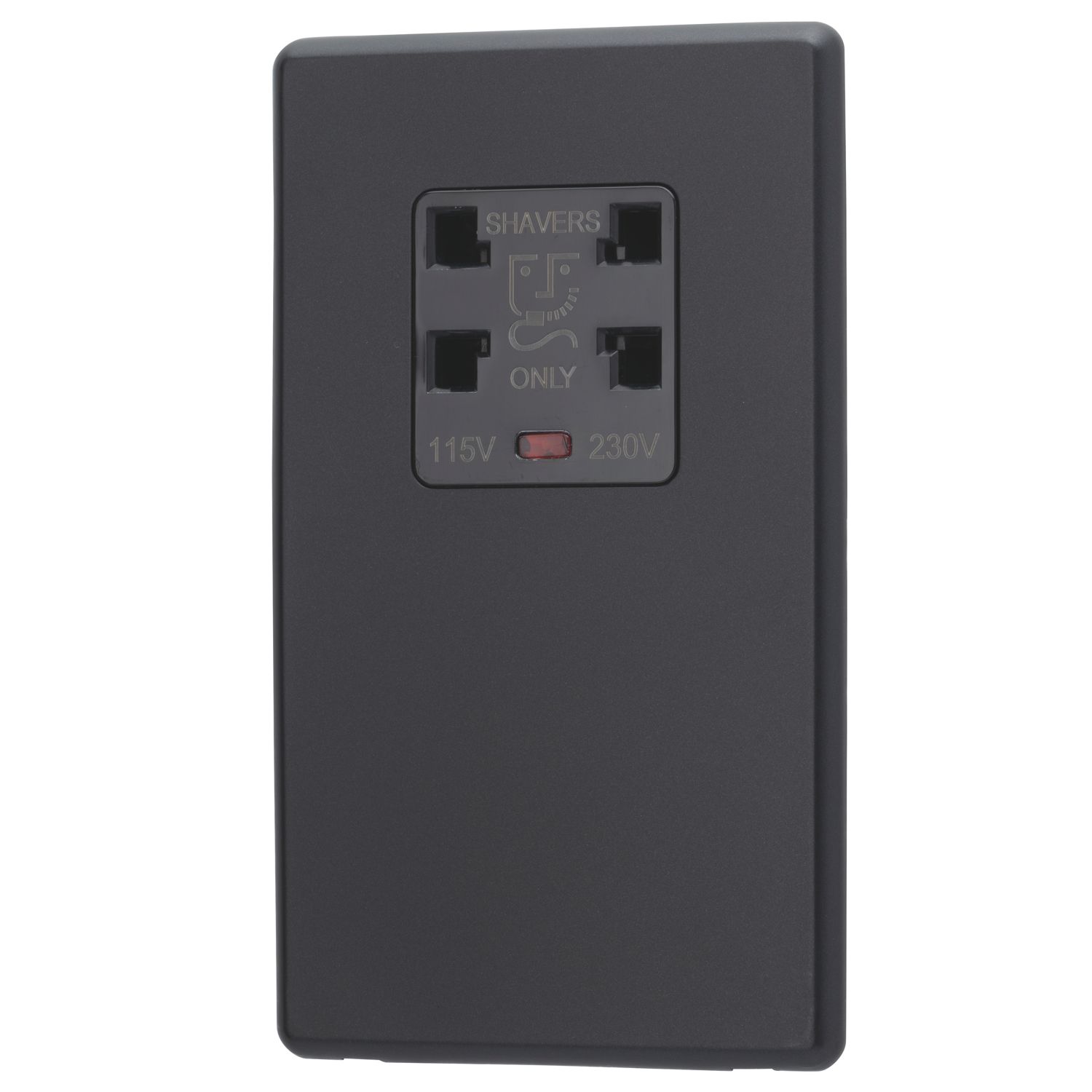 Arlec 2-Gang Dual Voltage Shaver Socket 115/230V Black with Colour-Matched Inserts (979RU)