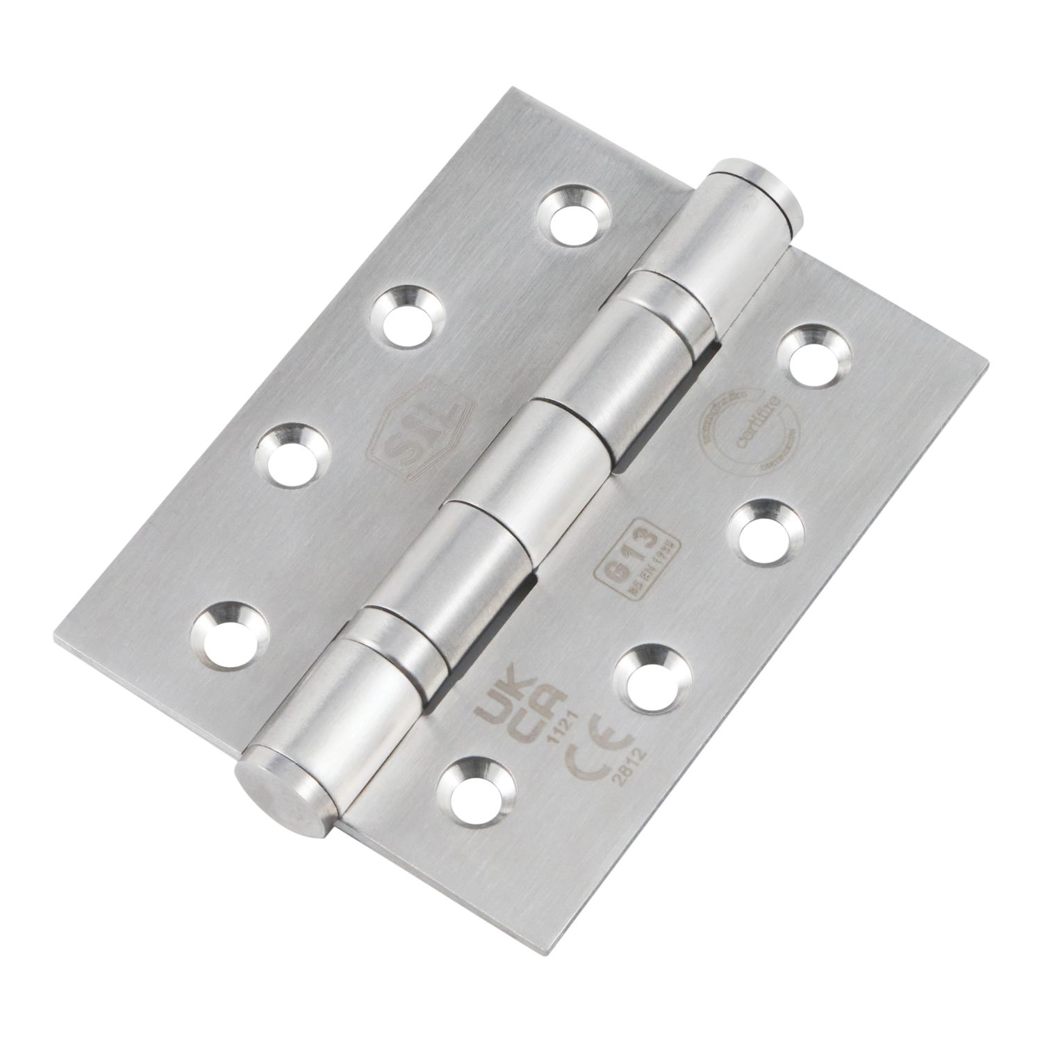Smith & Locke Satin Stainless Steel Grade 13 Fire Rated Door Hinges 102mm x 76mm 15 Pack (979YX)