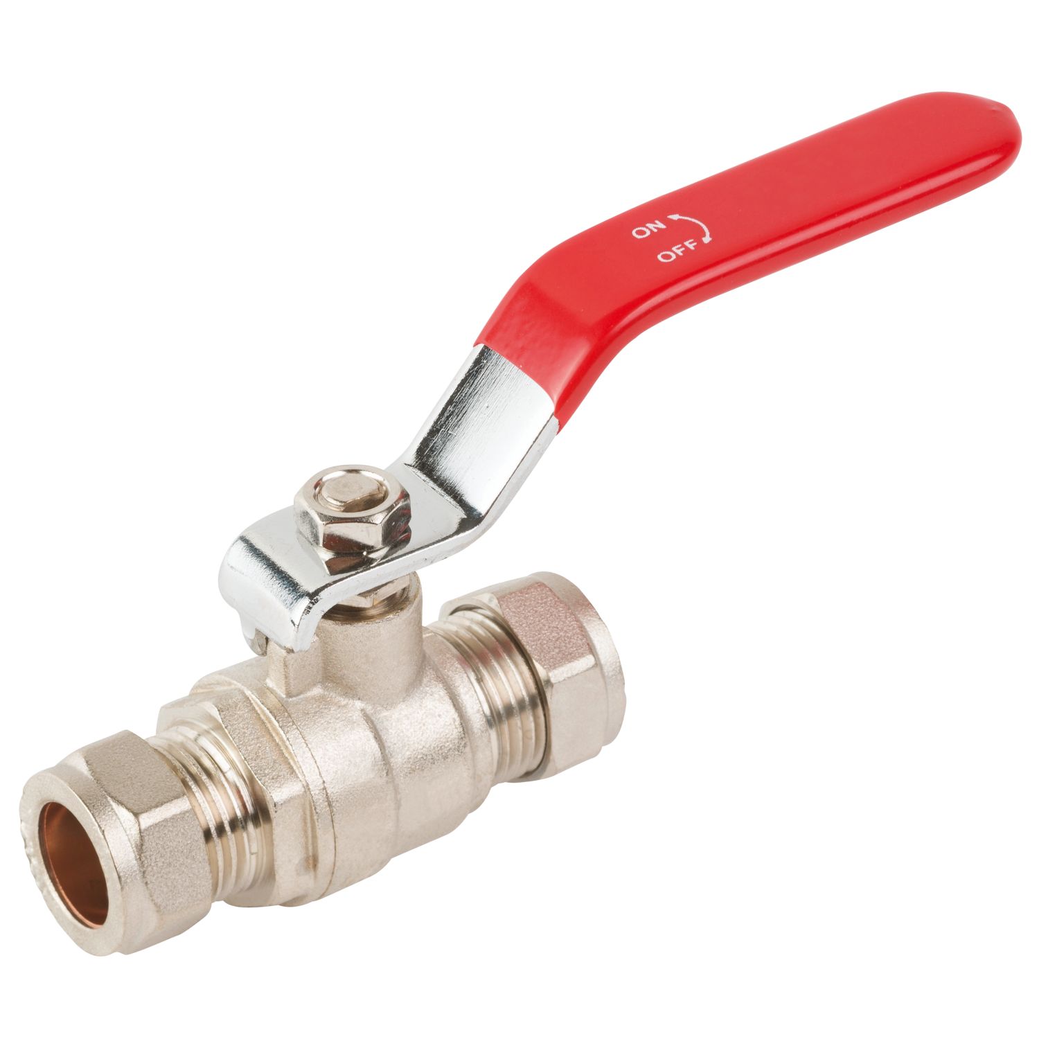 Midbrass Compression Full Bore 1/2" Ball Valve with Blue/Red Handles (980HK)