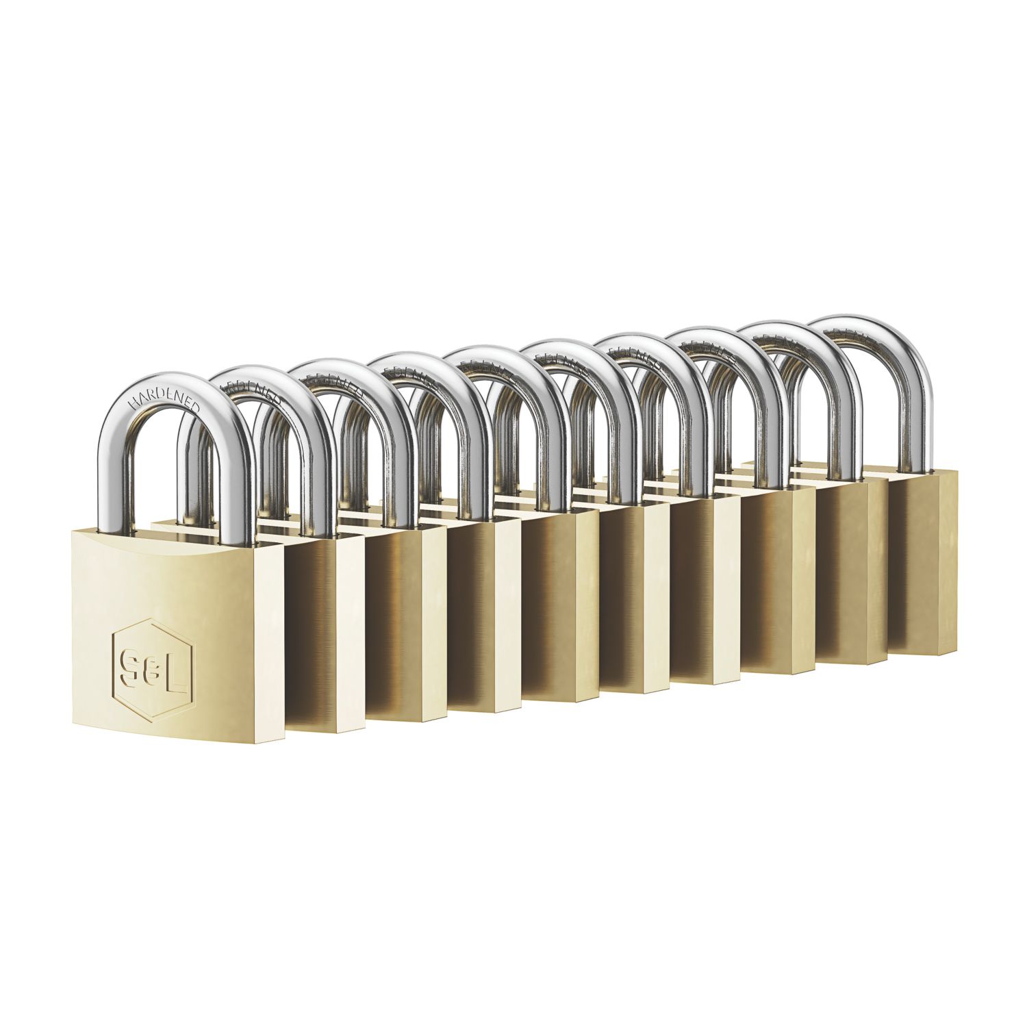 Smith & Locke Brass Keyed Alike Padlocks 38mm 10 Pack (980HM)
