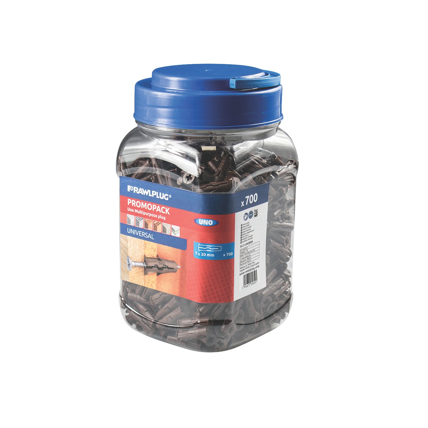 Rawlplug Uno Wall Plugs 7mm x 30mm 700 Pack (982HT)