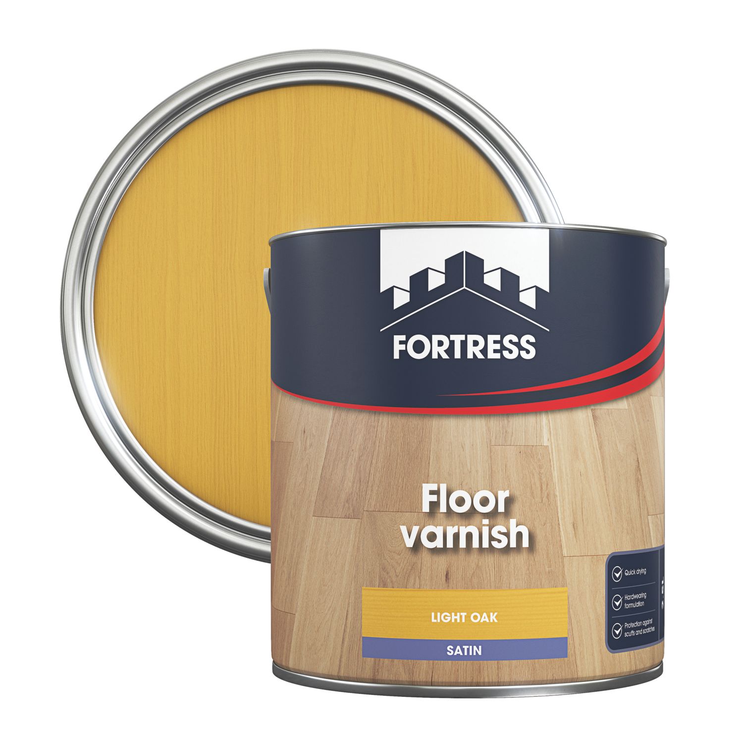 Fortress 2.5Ltr Light Oak Satin Water-Based Floor Varnish (983JM)