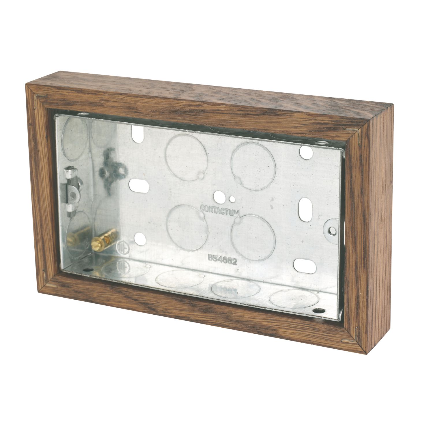 Varilight 2-Gang Surface Pattress Medium Oak Double Wall Box 25mm (9887H)