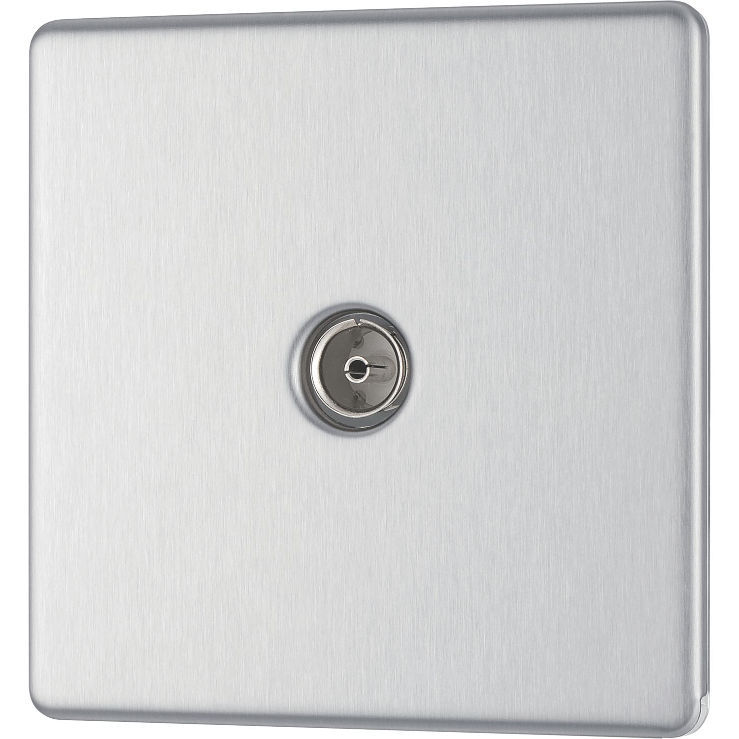 LAP 1-Gang Coaxial TV Socket Brushed Stainless Steel (988KJ)