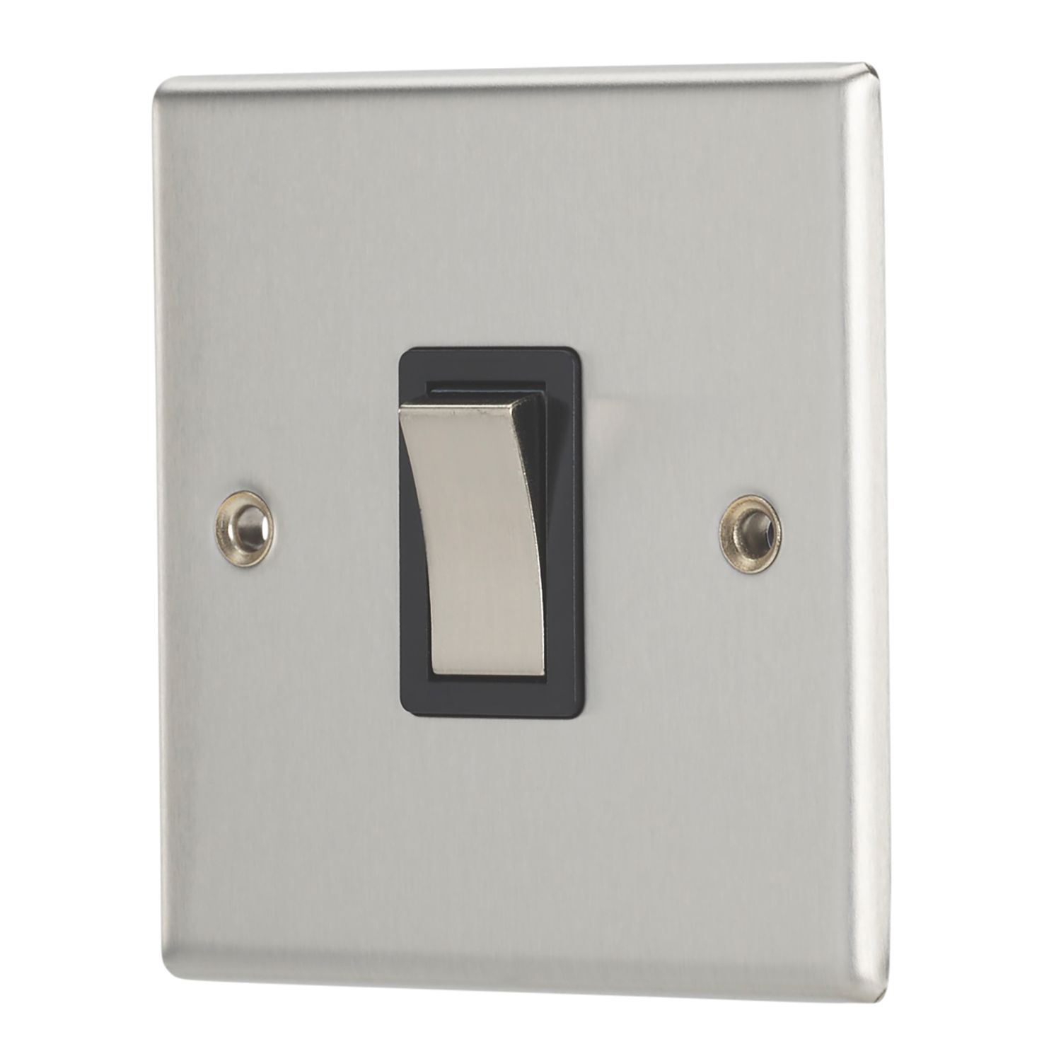Contactum iConic 20A 1-Gang DP Control Switch Brushed Steel with Black Inserts (989RR)