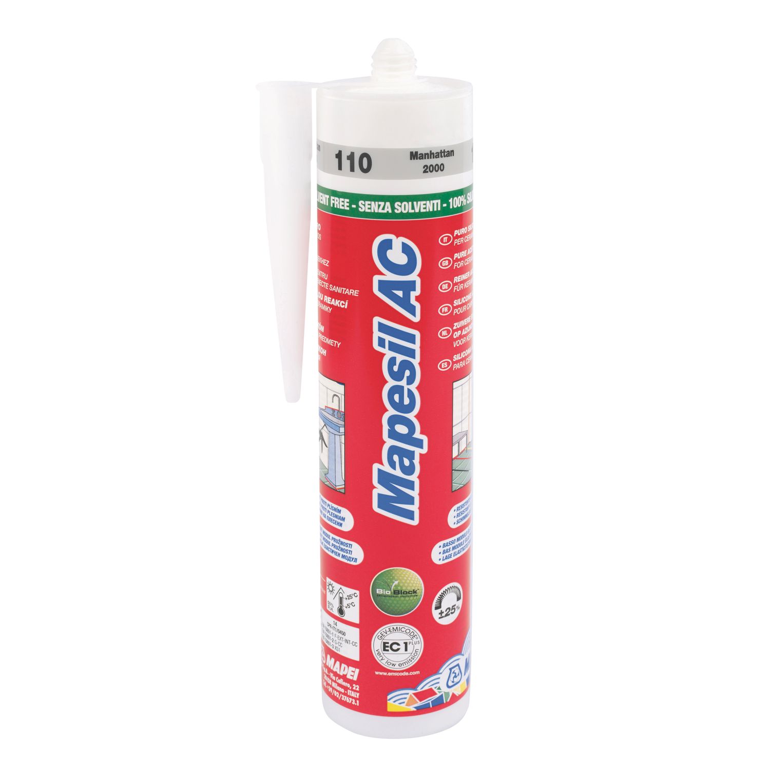 Mapei Mapesil AC 110 Solvent-Free Silicone Sealant Manhattan Grey 310ml (99261)