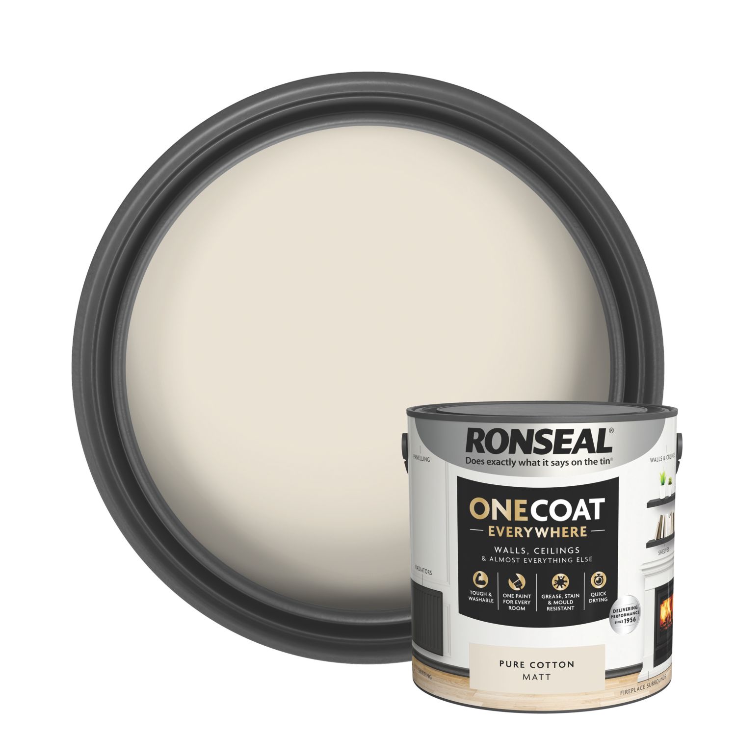 Ronseal 2.5Ltr Pure Cotton Matt Emulsion Multi Surface Paint (992CE)