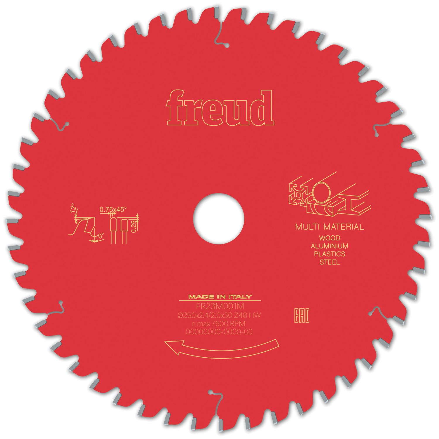 Freud F03FS09888 Multi-Material Circular Saw Blade 250mm x 30mm 48T (992VV)