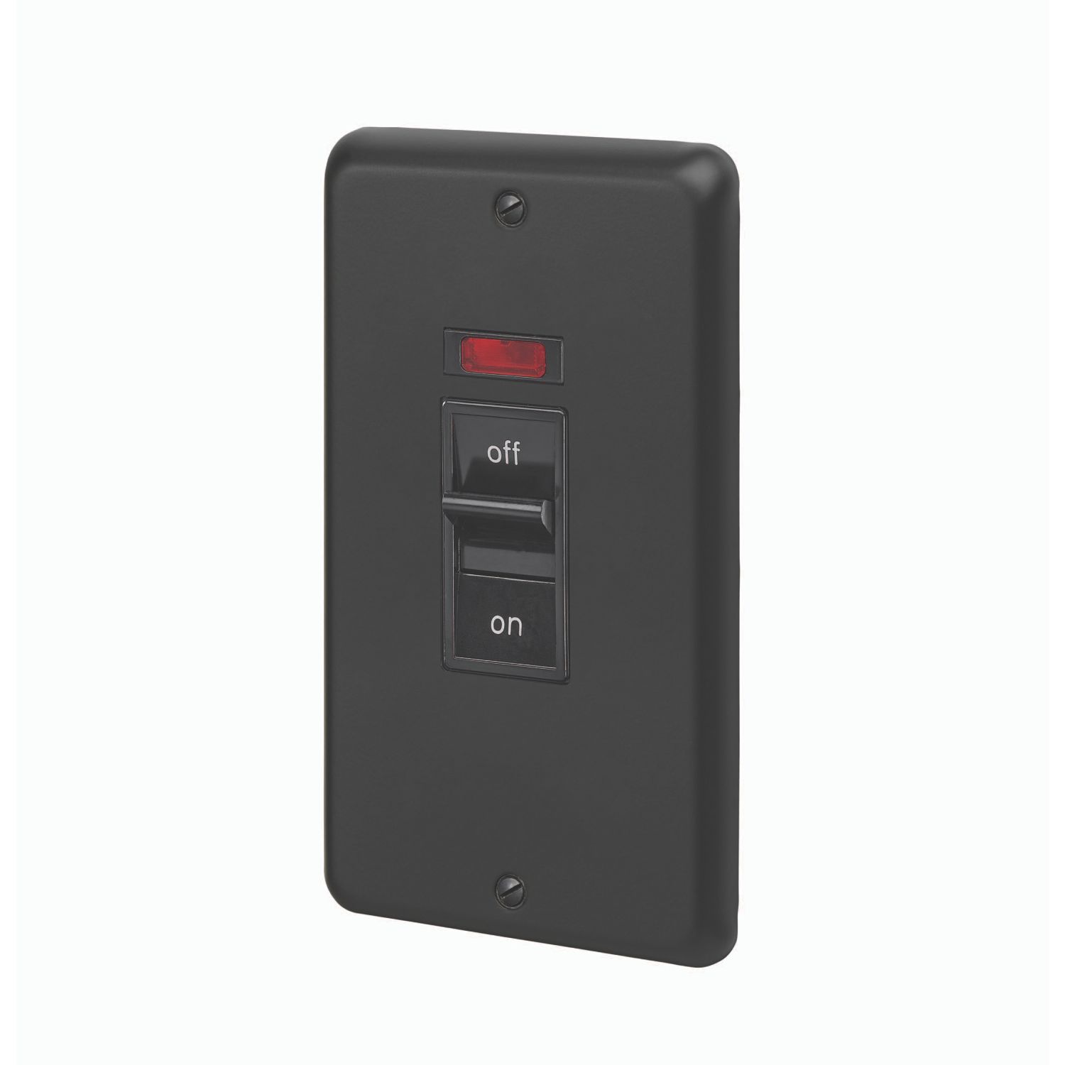 MK Contoura 50A 2-Gang DP Control Switch Black with Neon with Colour-Matched Inserts (993RG)