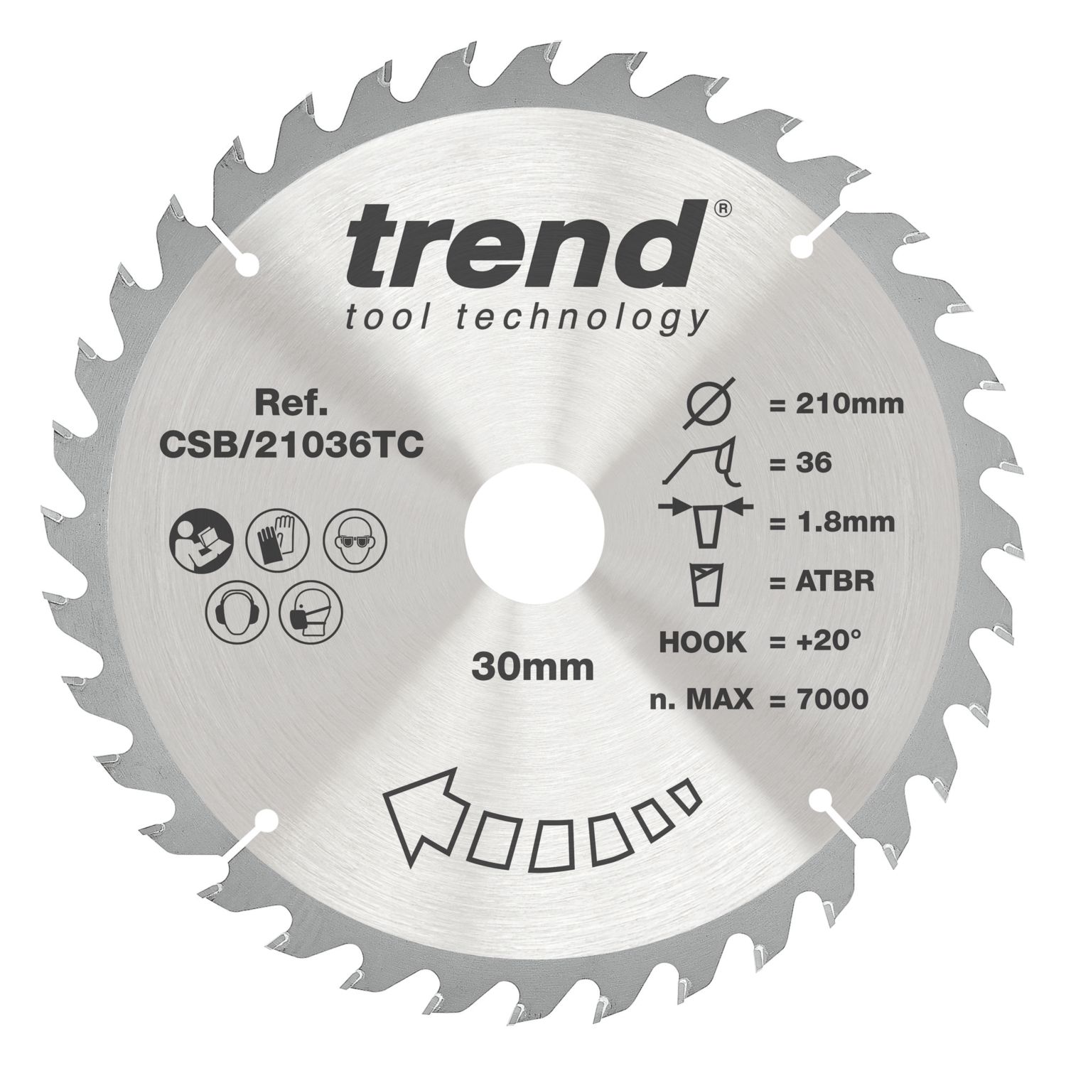 Trend CSB/21036TC Wood Thin Kerf Circular Saw Blade for Cordless Saws 210mm x 30mm 36T (993XG)