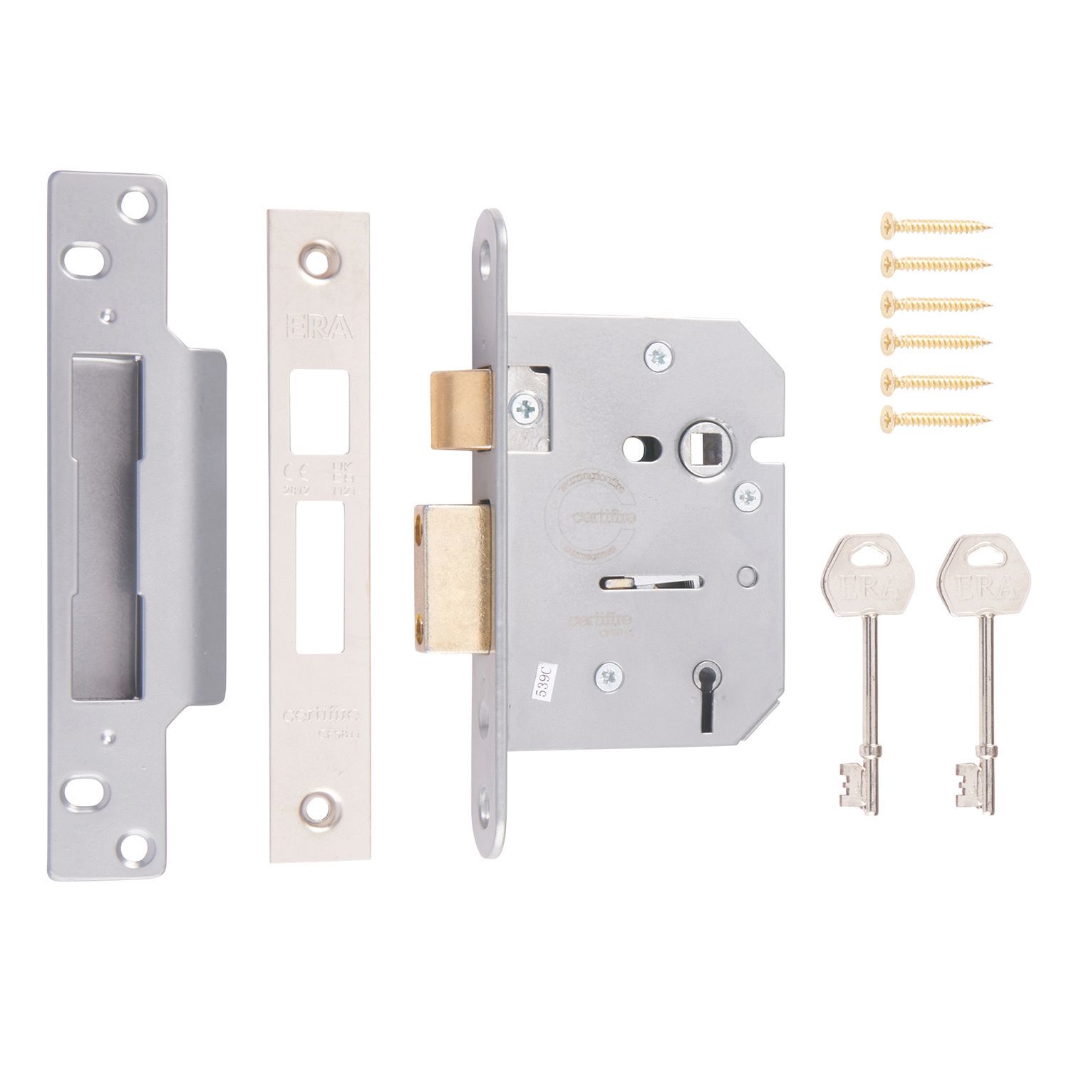 ERA 5 Lever Satin Nickel Mortice Sashlock 76mm Case - 56mm Backset (99456)