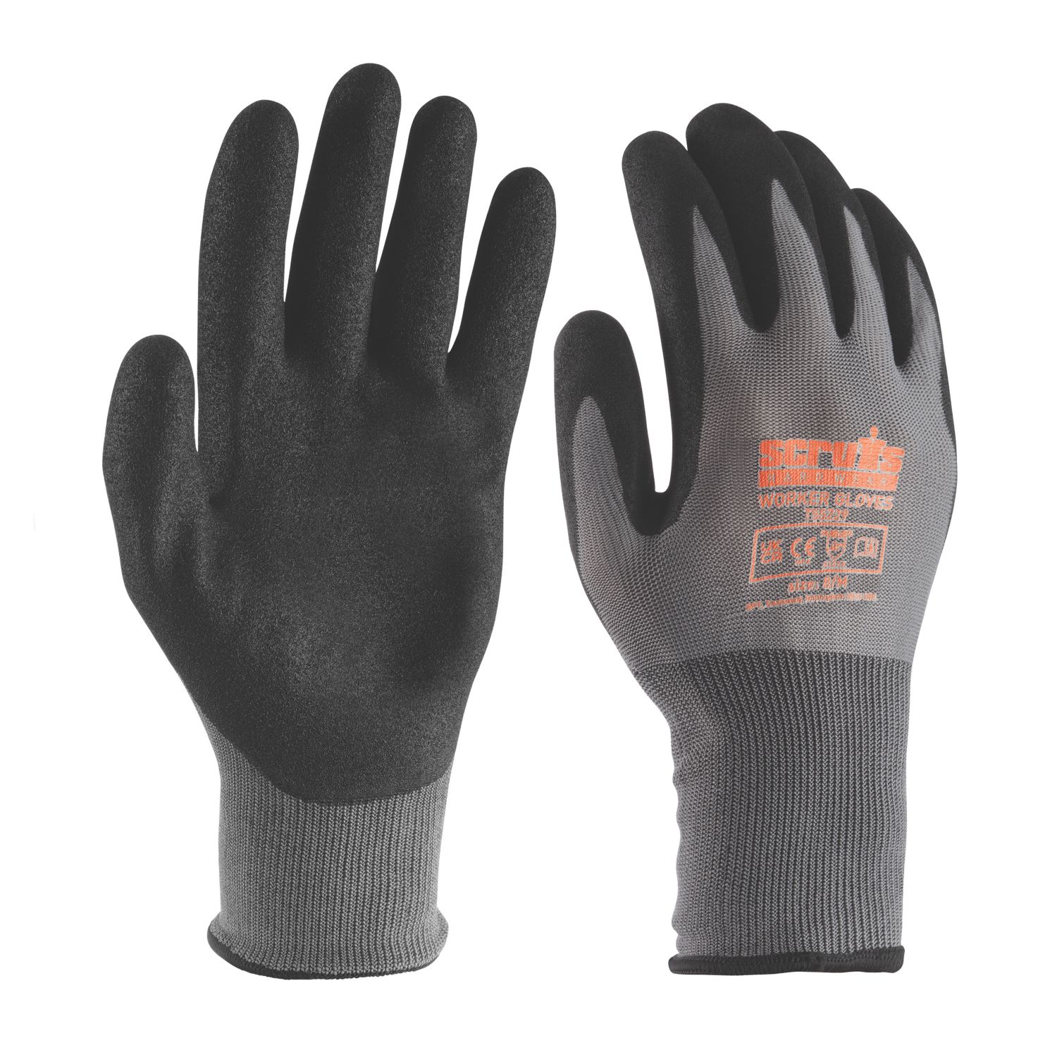 Scruffs Worker Gloves Grey Large 5 Pairs (995RT)