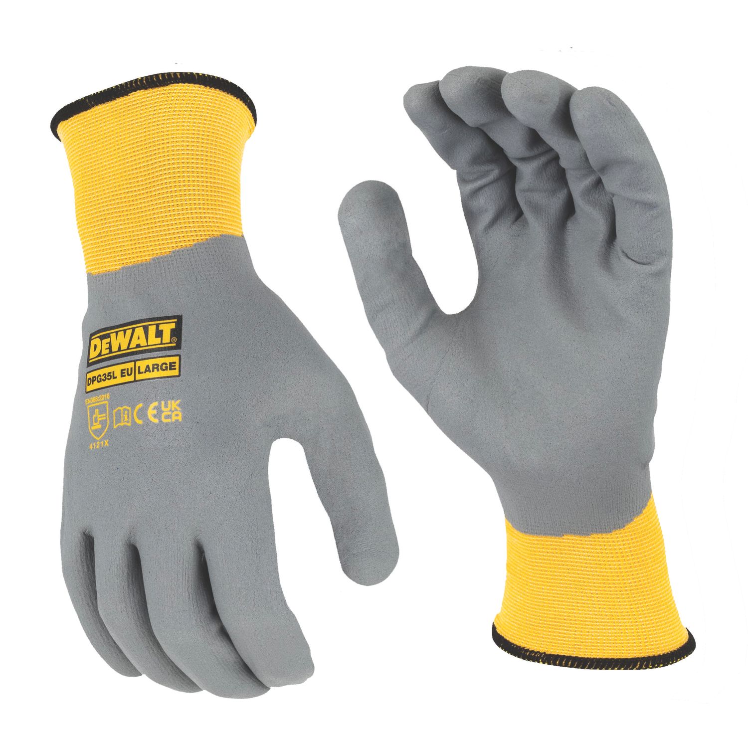DEWALT Water-Resistant Grip Gloves Grey / Yellow Large (996AY)