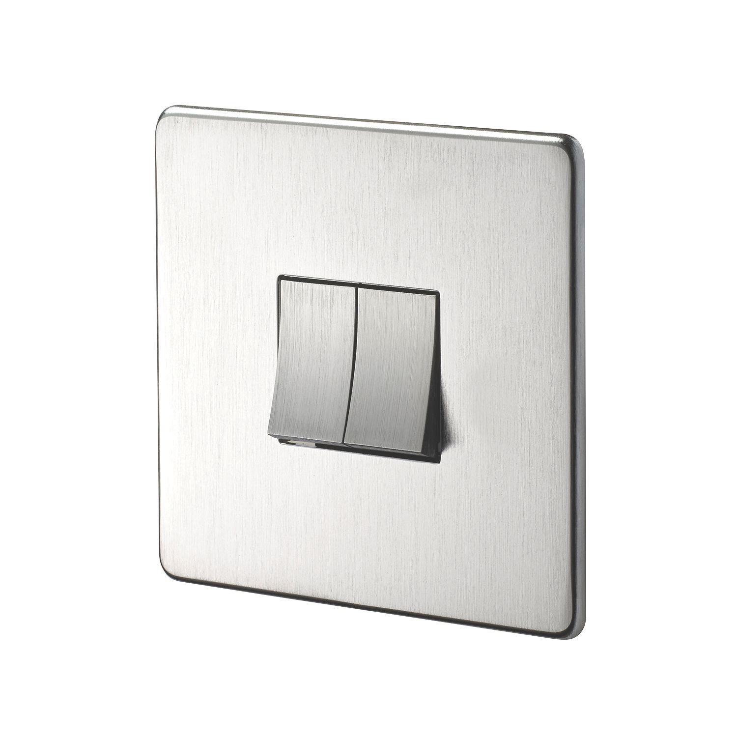 Crabtree Platinum 10AX 2-Gang 2-Way Light Switch Satin Chrome (99719)