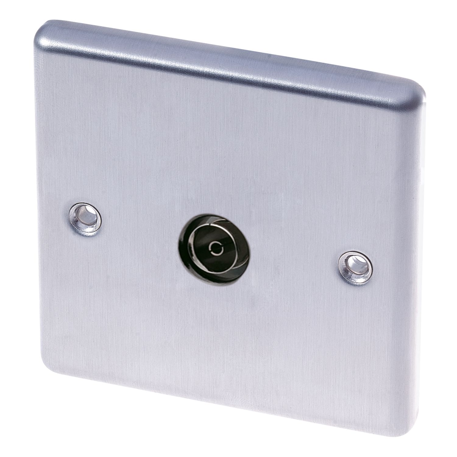 LAP 1-Gang Female Coaxial TV Socket Brushed Stainless Steel (99858)