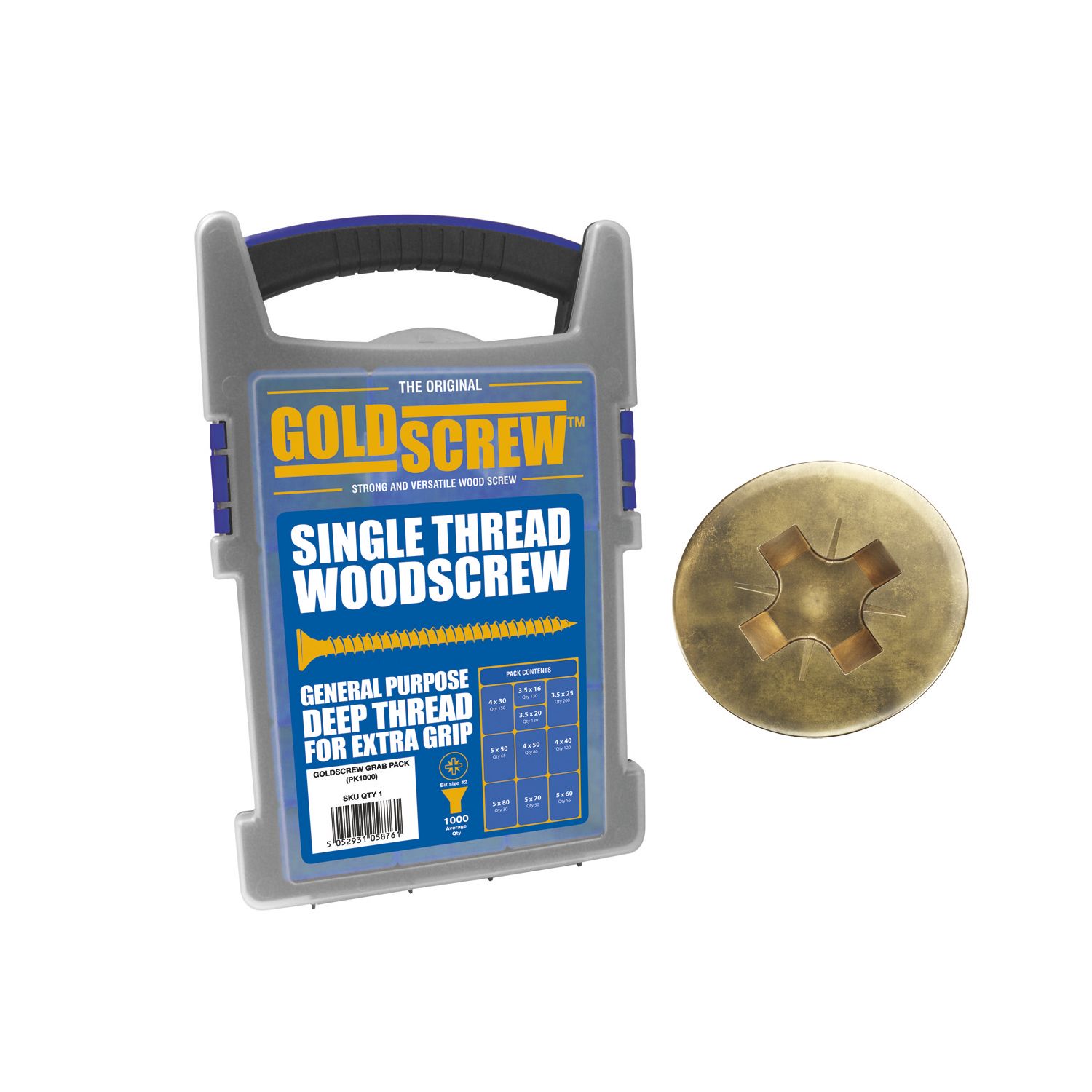 Goldscrew PZ Double-Countersunk Woodscrews Trade Case Grab Pack 1000 Pcs (99867)