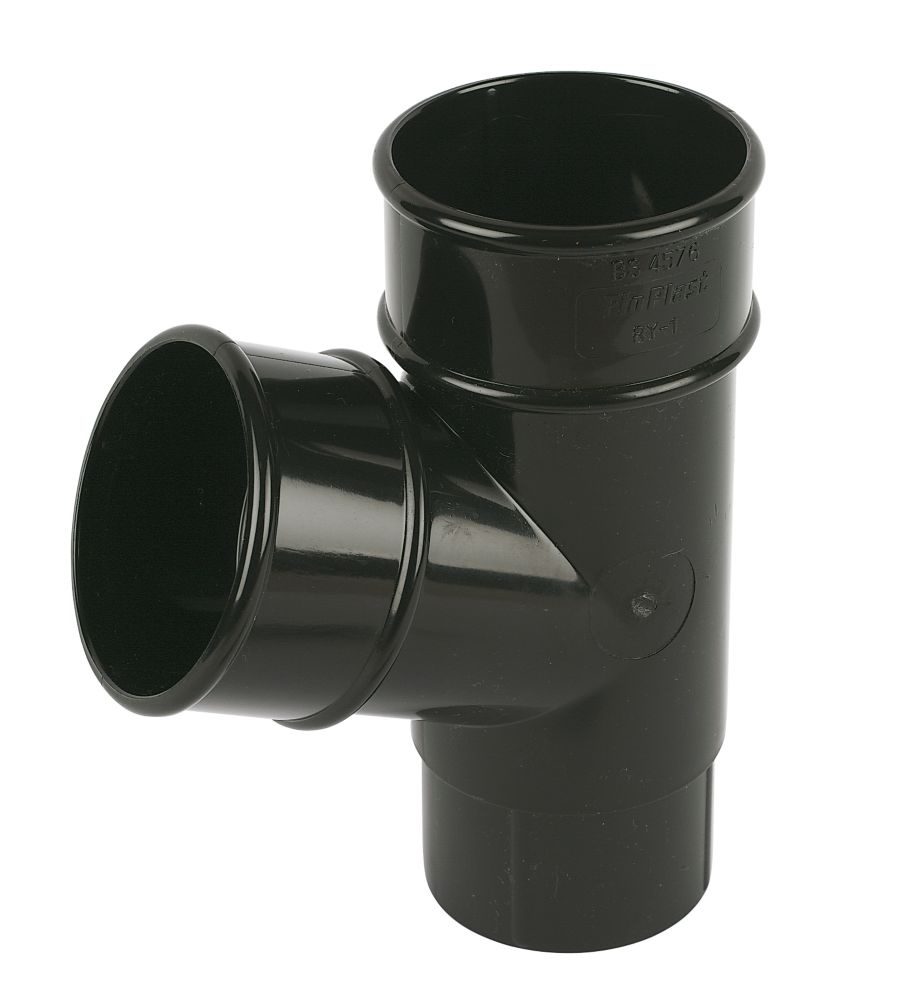 Image of FloPlast Round Pipe Branch Black 68mm 