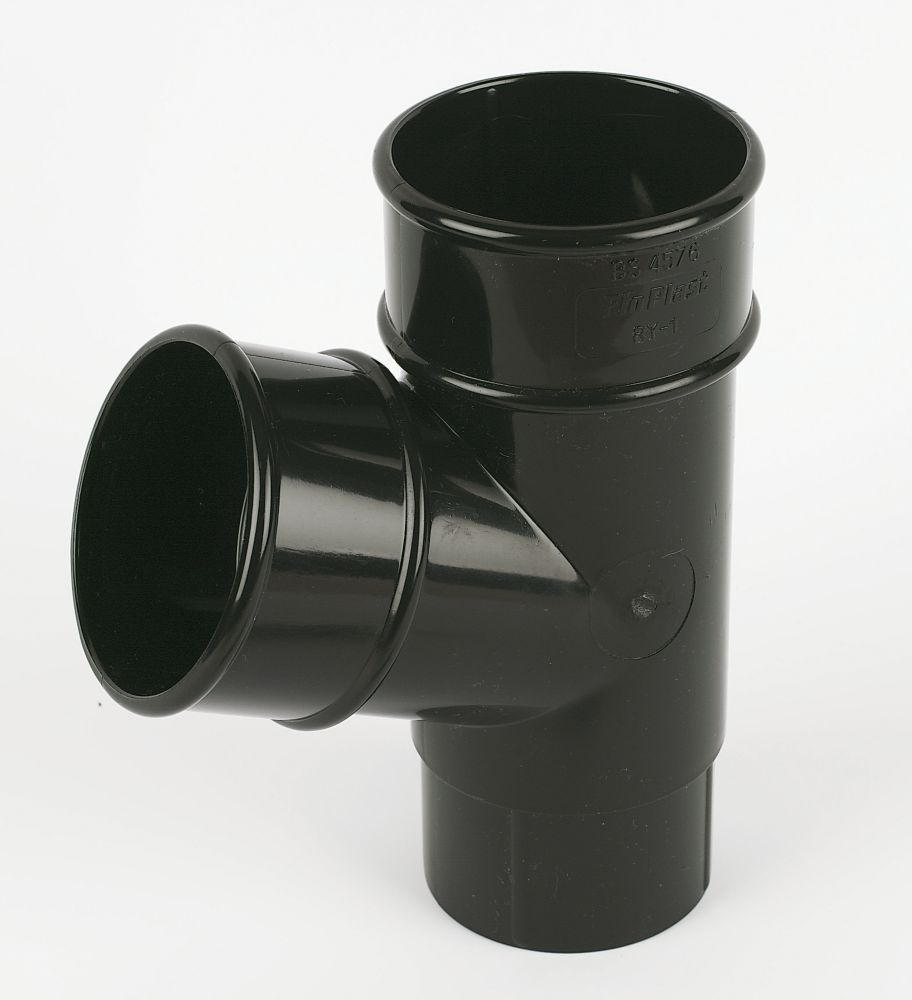 Image of FloPlast Round Pipe Branch Black 68mm 