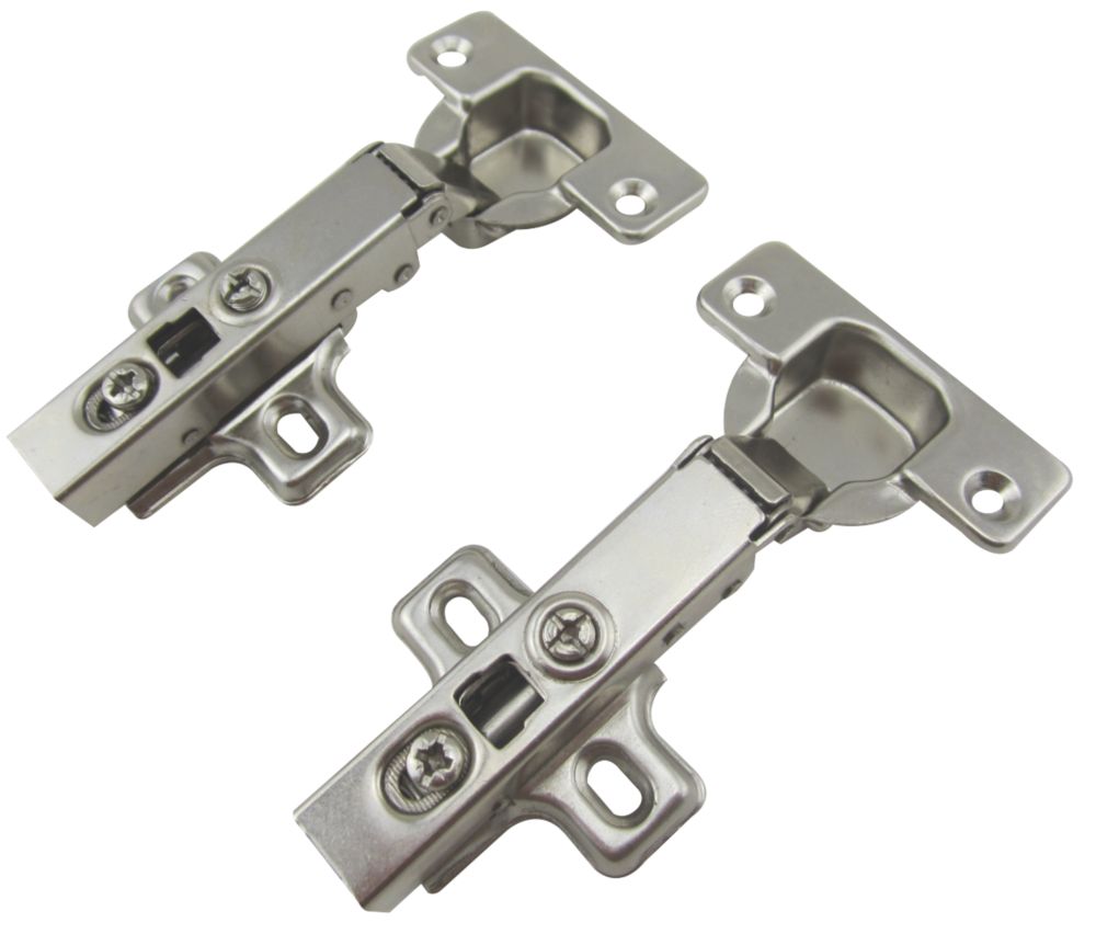 Image of Nickel 110Â° Soft-Close Clip-On Concealed Hinges 116mm 2 Pack 