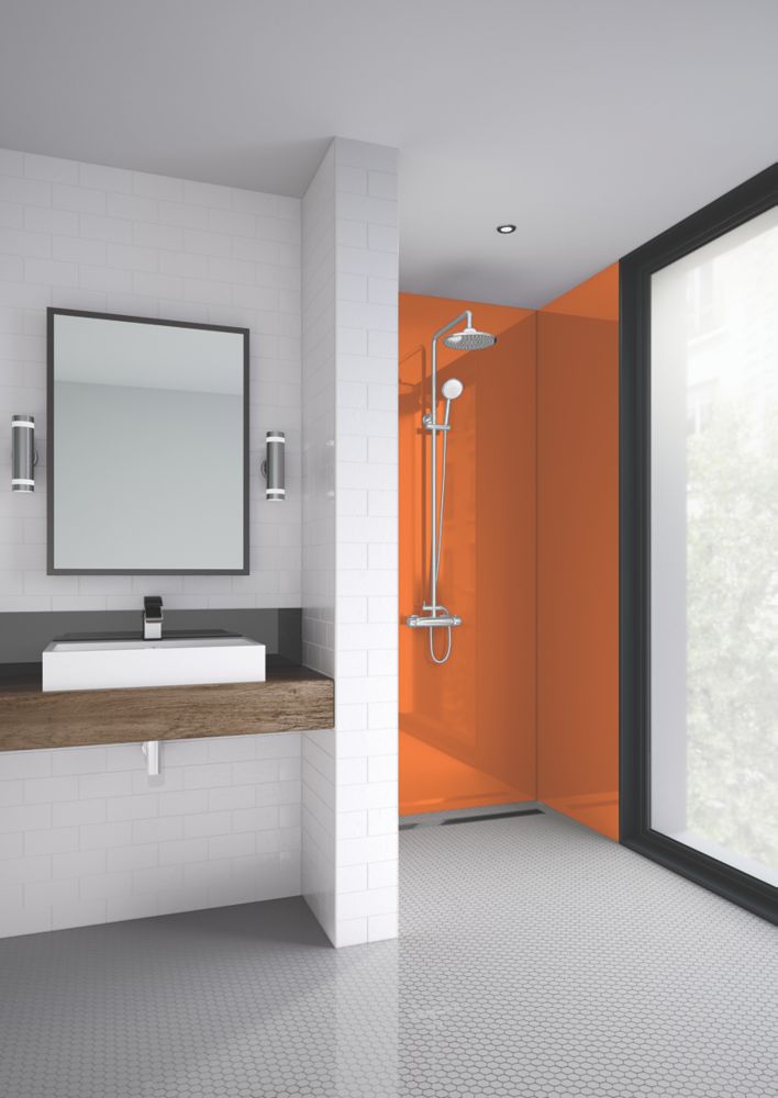 Image of Splashwall Bathroom Splashback Gloss Pumpkin 600mm x 2420mm x 4mm 