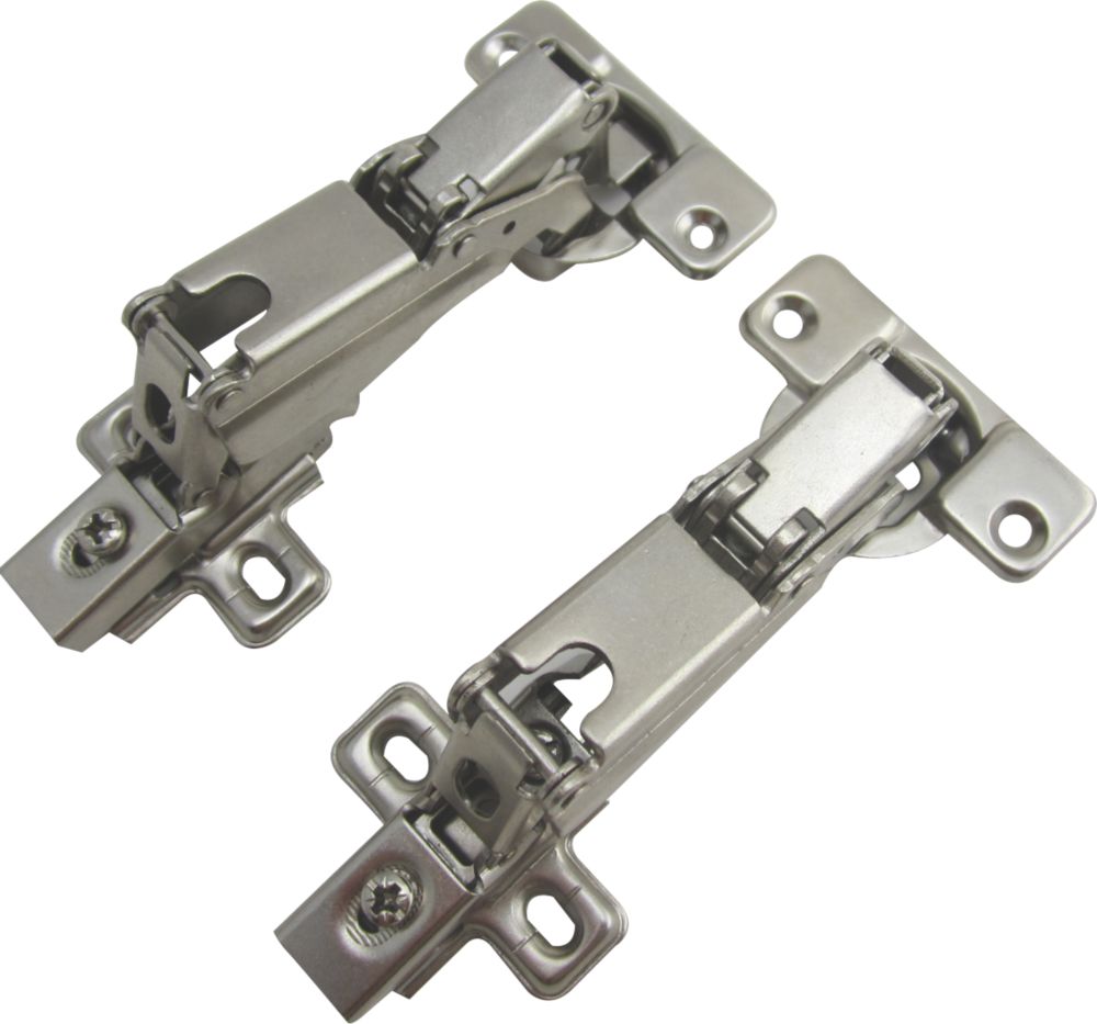 Image of Nickel 165Â° Sprung Clip-On Concealed Hinges 136mm 2 Pack 