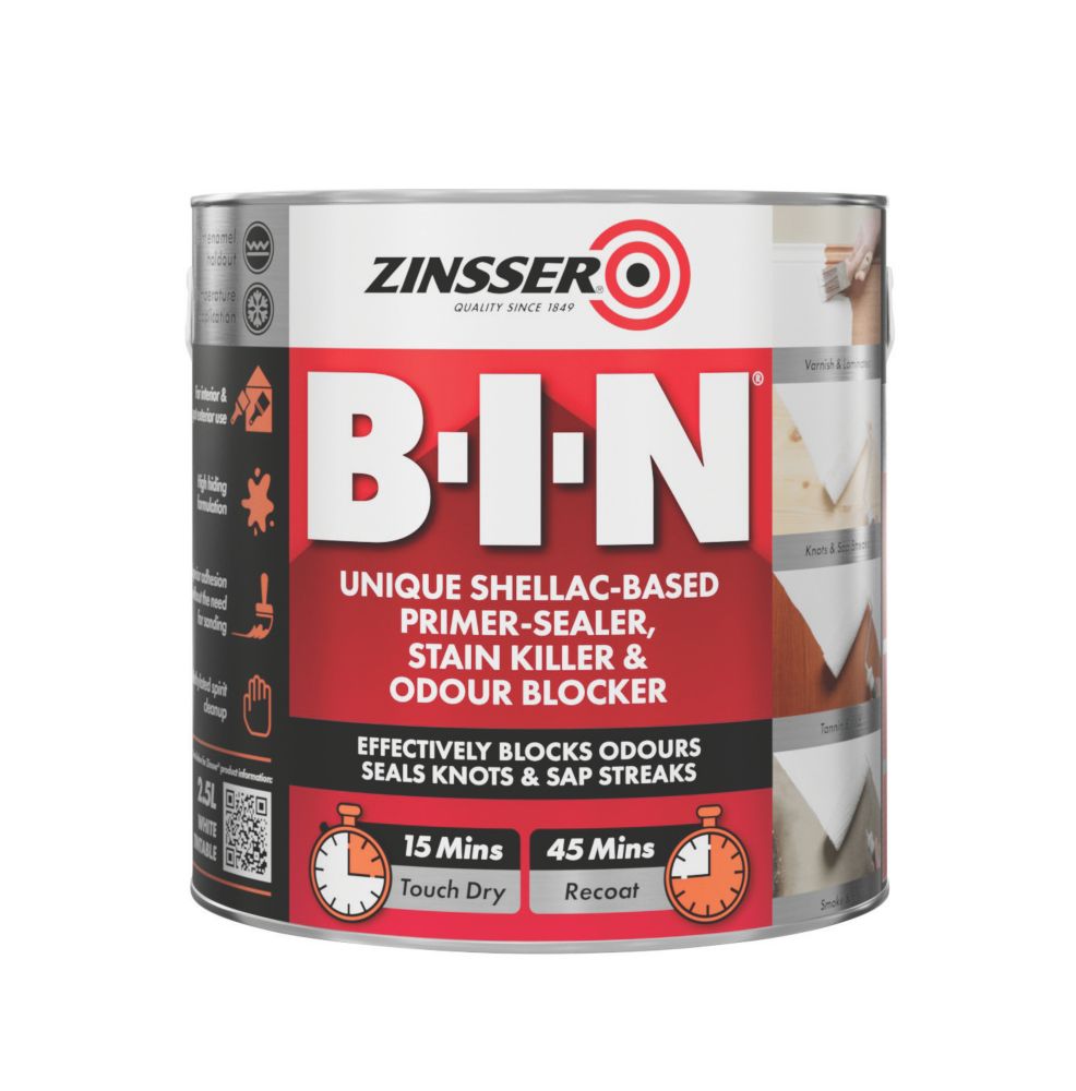 Image of Zinsser B-I-N Shellac-Based Primer Sealer 2.5Ltr 