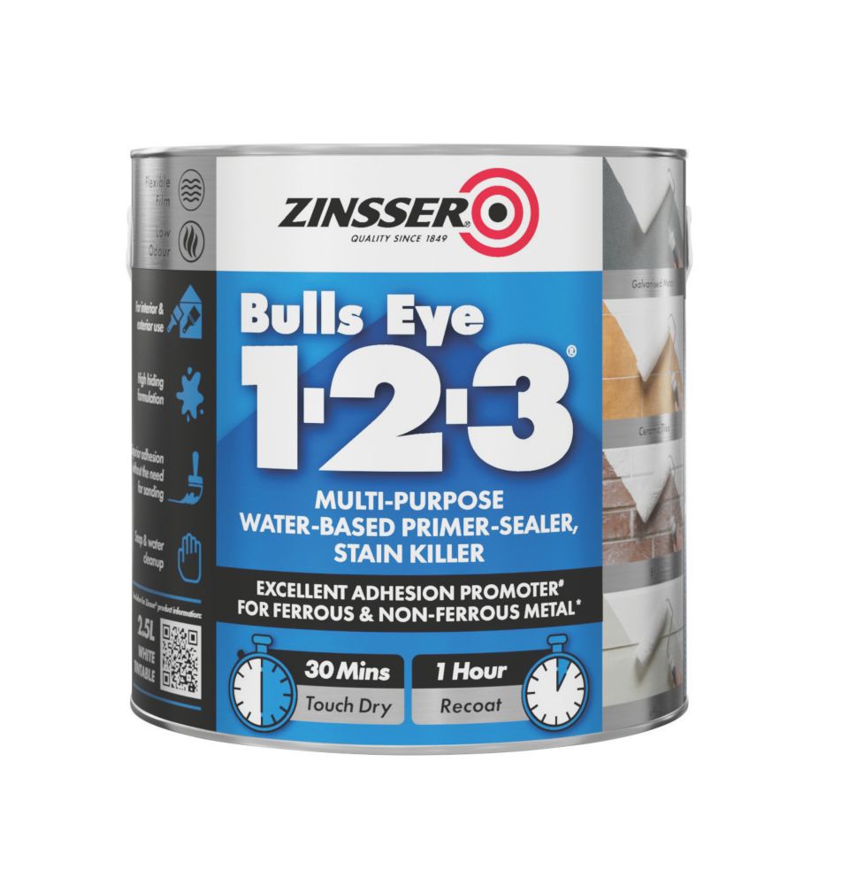 Image of Zinsser Bulls Eye 1-2-3 Primer-Sealer 2.5Ltr 