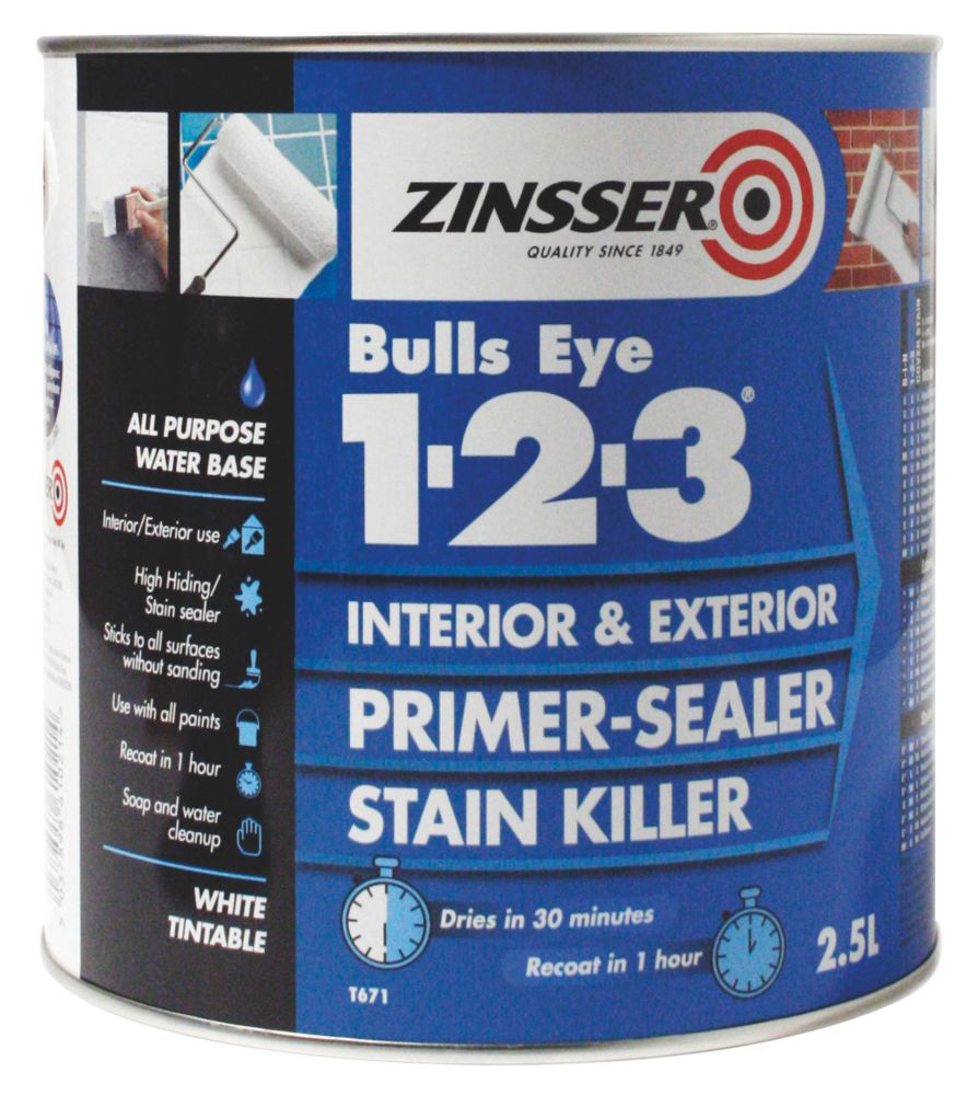 Image of Zinsser Bulls Eye 1-2-3 Primer-Sealer 2.5Ltr 