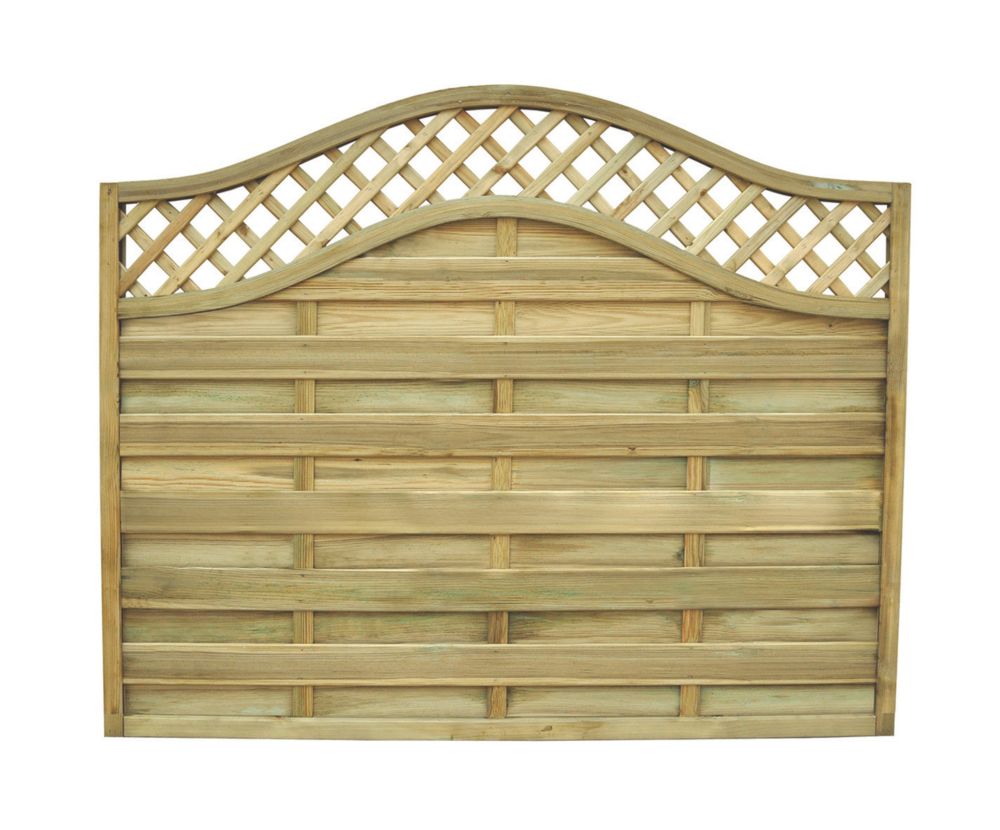 Image of Forest Prague Lattice Curved Top Fence Panels Natural Timber 6' x 5' Pack of 3 