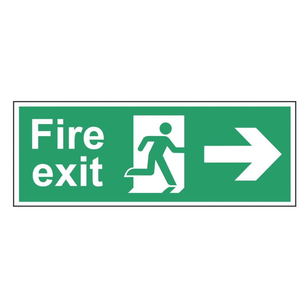 Image of Non Photoluminescent "Fire Exit Man Right Arrow" Sign 100mm x 400mm 