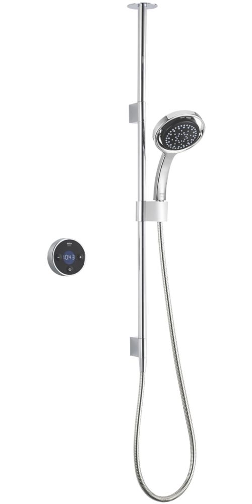Image of Mira Platinum HP/Combi Ceiling-Fed Single Outlet Black / Chrome Thermostatic Wireless Digital Mixer Shower 