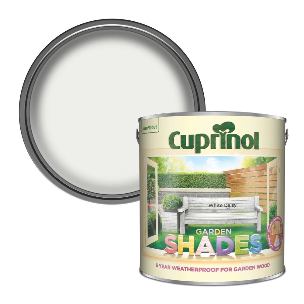 Image of Cuprinol Garden Shades Exterior Wood Paint Matt White Daisy 2.5Ltr 
