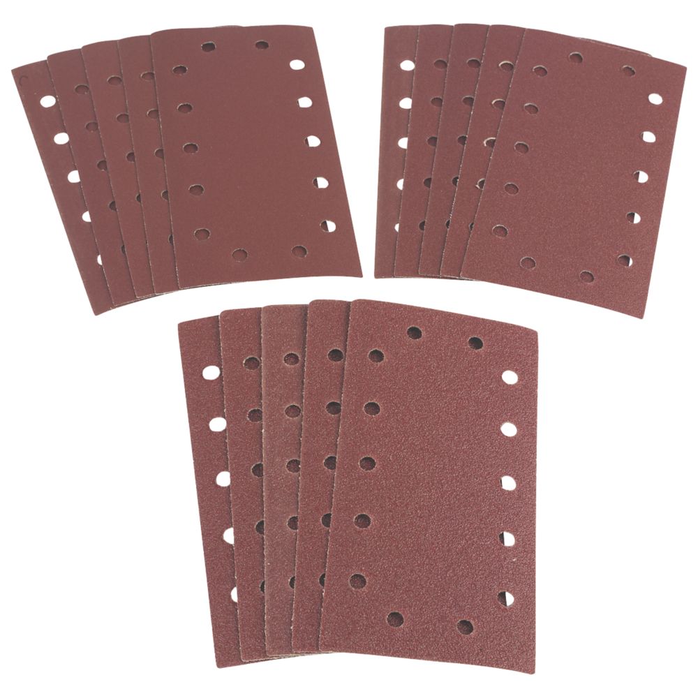Image of Einhell 1/2 Sanding Sheet Set Punched 230mm x 115mm 40 / 80 / 120 Grit 15 Pieces 