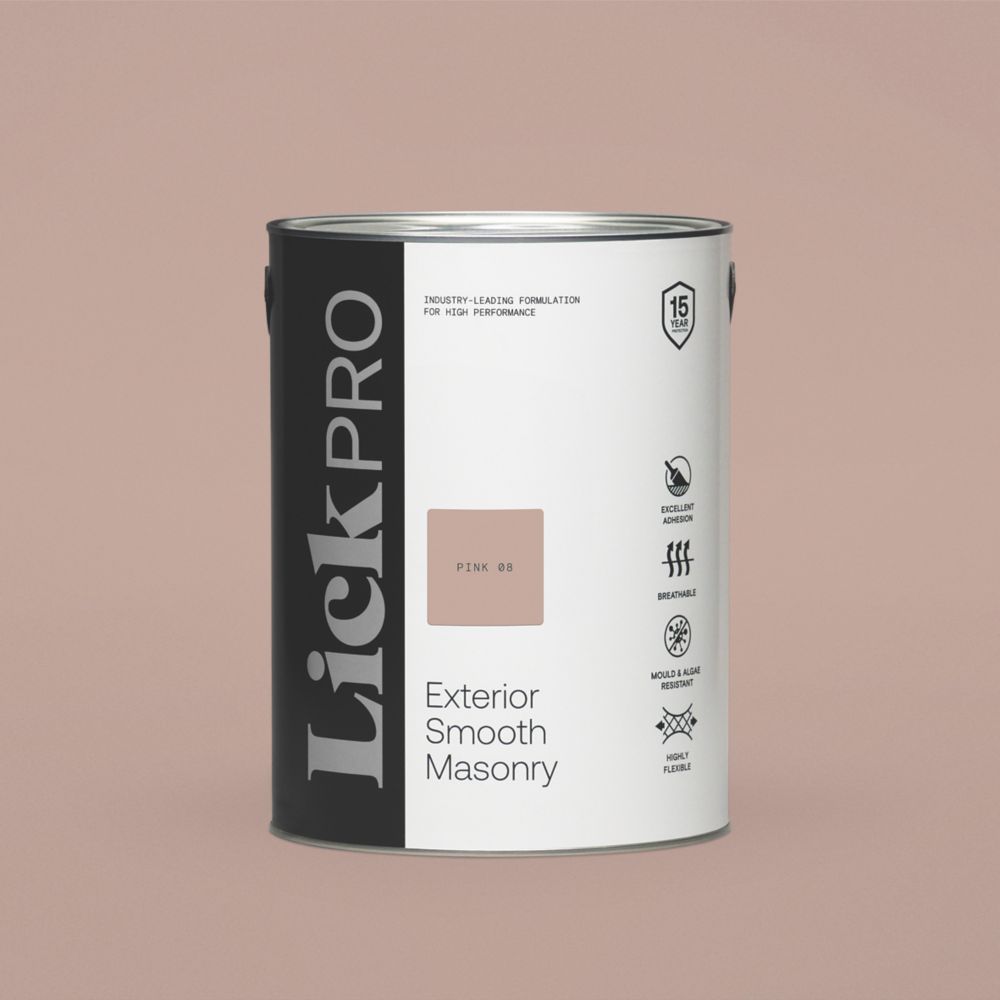 Image of LickPro Exterior Smooth Masonry Paint Pink 08 5Ltr 