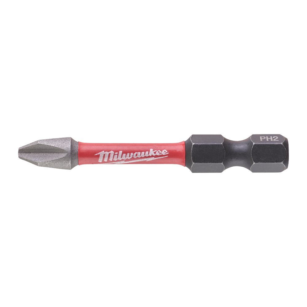 Image of Milwaukee SHOCKWAVE 1/4" 50mm Hex Shank PH2 Screwdriver Bits 10 Pack 