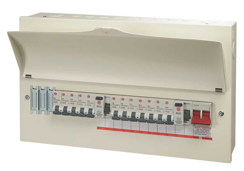 Image of Wylex 21-Module 12-Way Populated Dual RCD Consumer Unit 