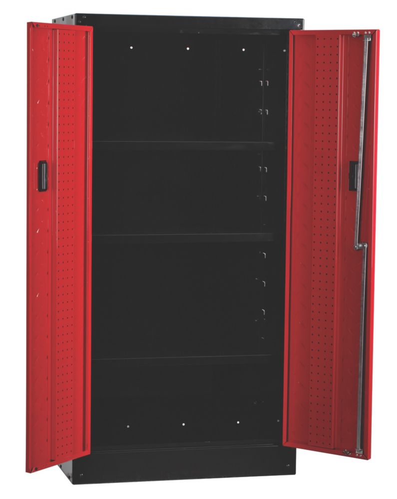 Image of Hilka Pro-Craft Red / Black Tall Garage Cabinet 762mm x 458mm x 1524mm 